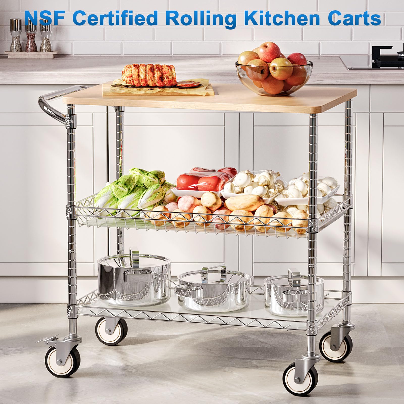 Rolling Kitchen Carts with Wheels