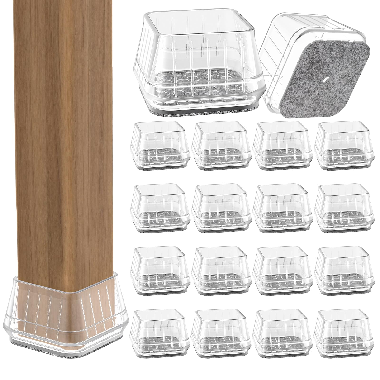 24PCS Square Chair Leg Floor Protectors for Hardwood Floors (24 Count)