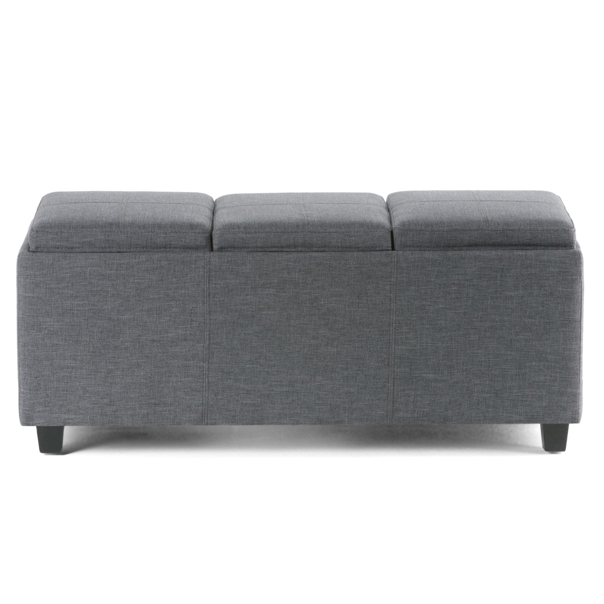 Avalon 42" Wide Linen Look Fabric Storage Ottoman in Slate Grey