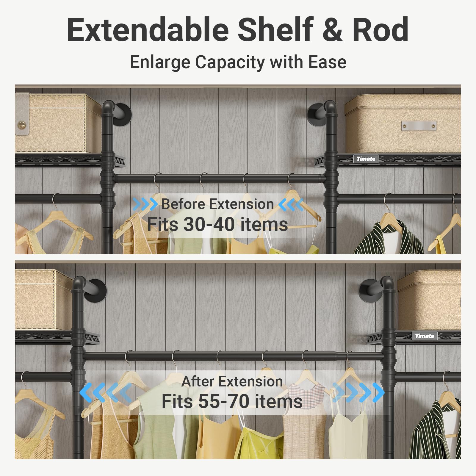 F3 Medium Wall Mounted Clothes rack Expandable Closet