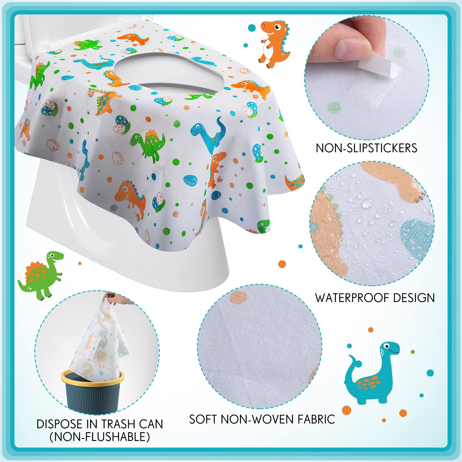 50 Packs Disposable Toilet Seat Covers Extra Large Individually Wrapped for Kids and Adults (50 Count)