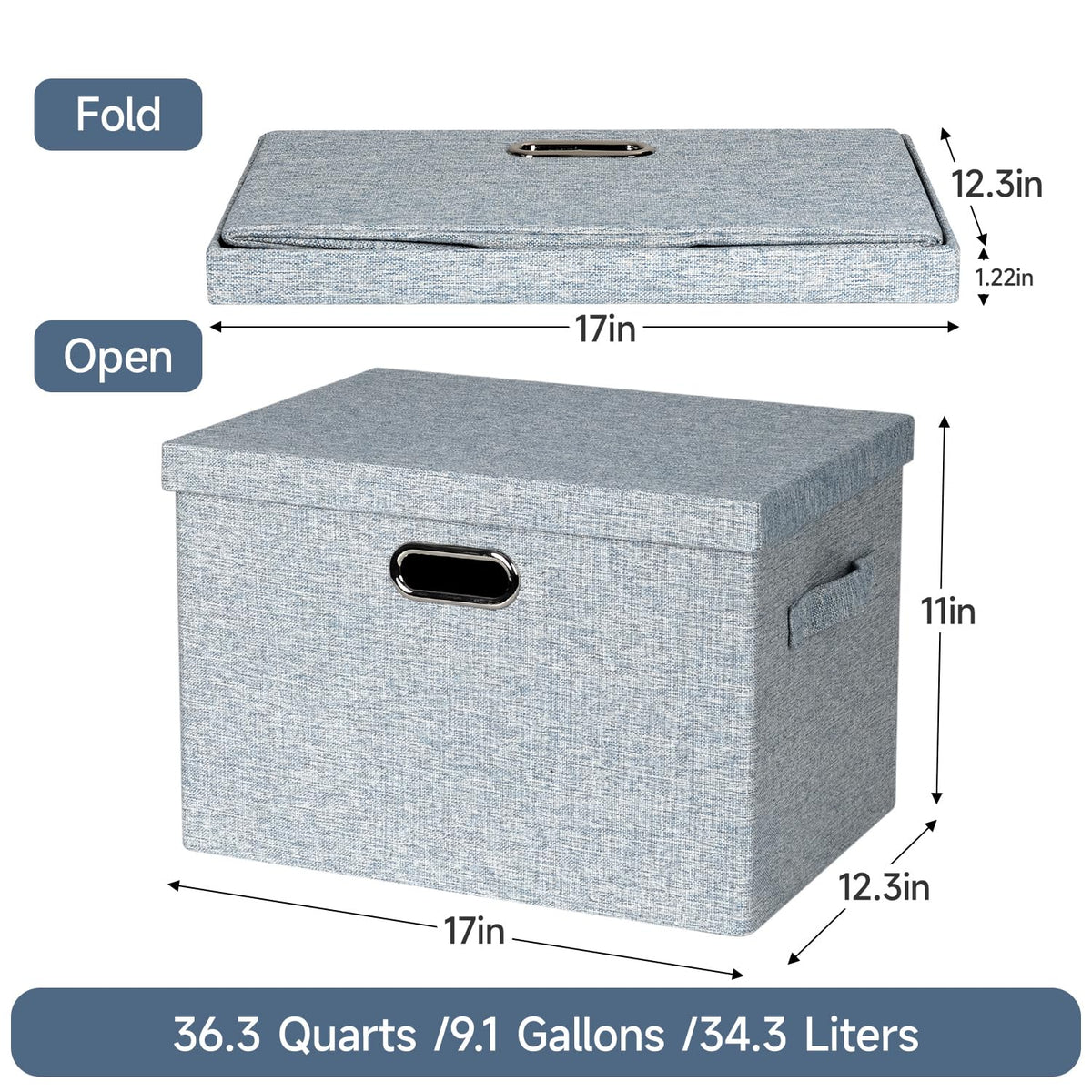 Storage Bins with Lids Fabric Closet Organizers Cubes Office Organization (3 Count)