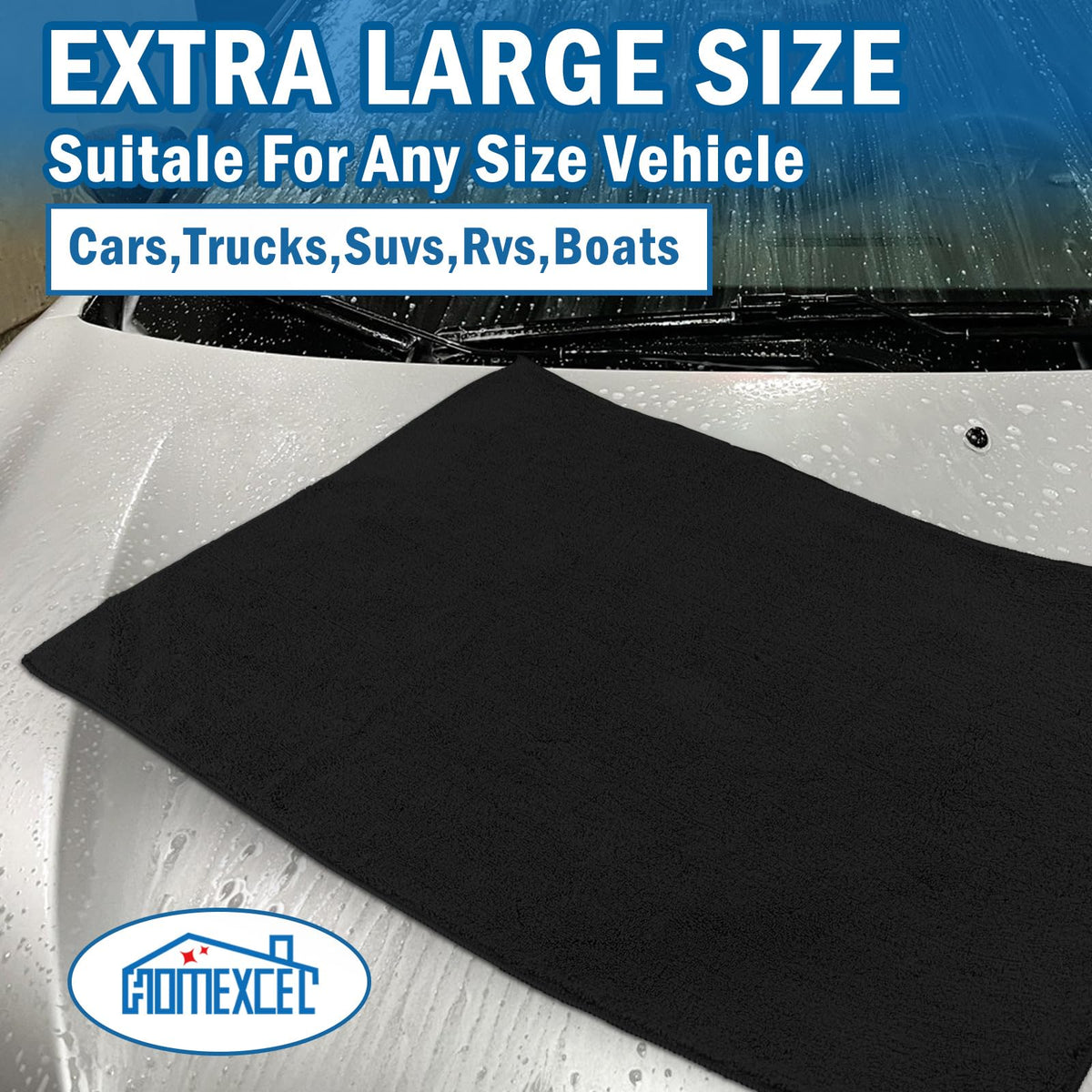 Professional Large Microfiber Car Drying Towels 4 Pack (4 Count)