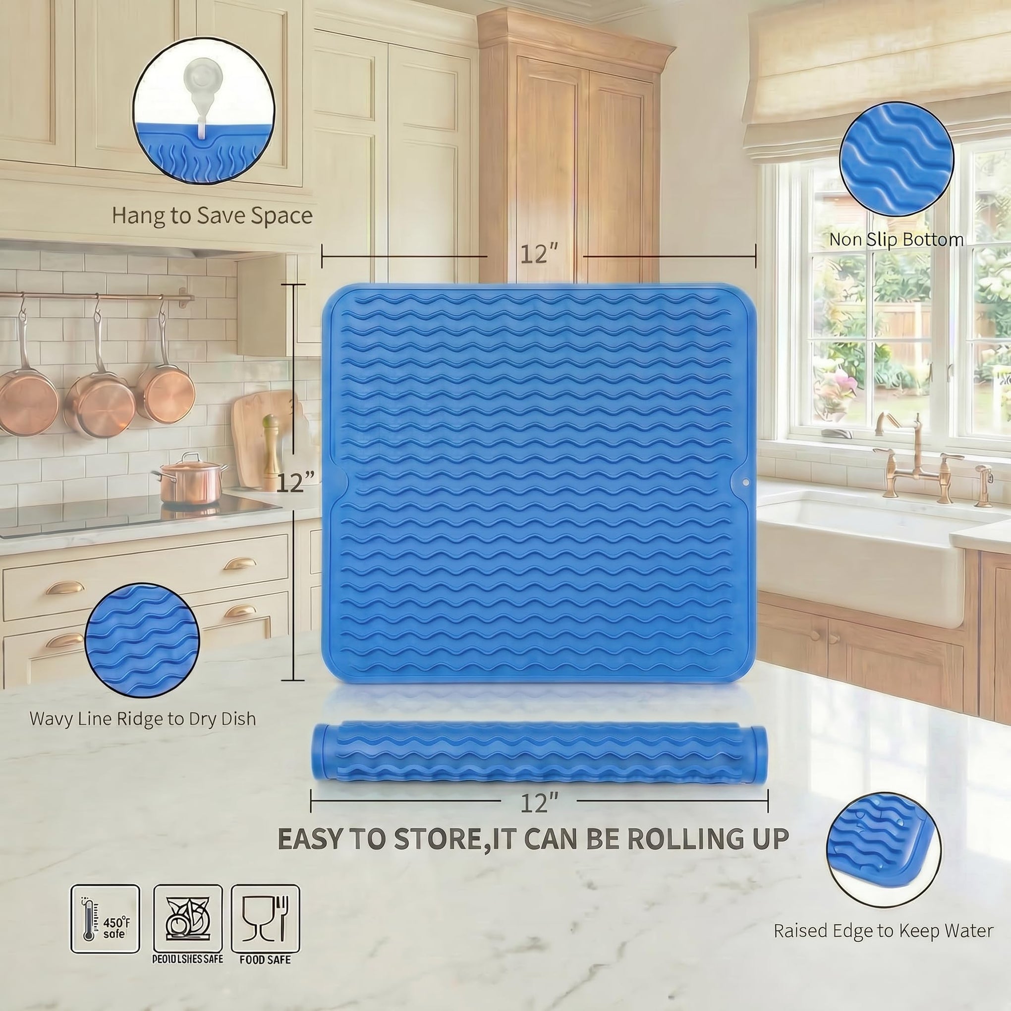 Silicone Dish Drying Mat for Multiple Usage