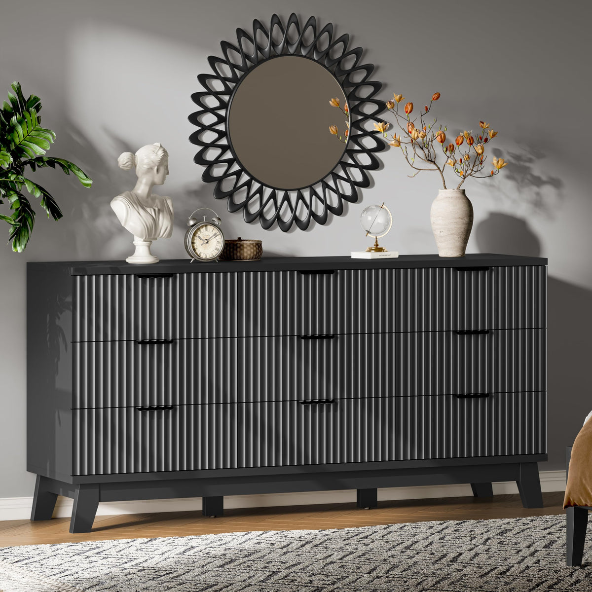 Fluted Dresser with 9 Drawers
