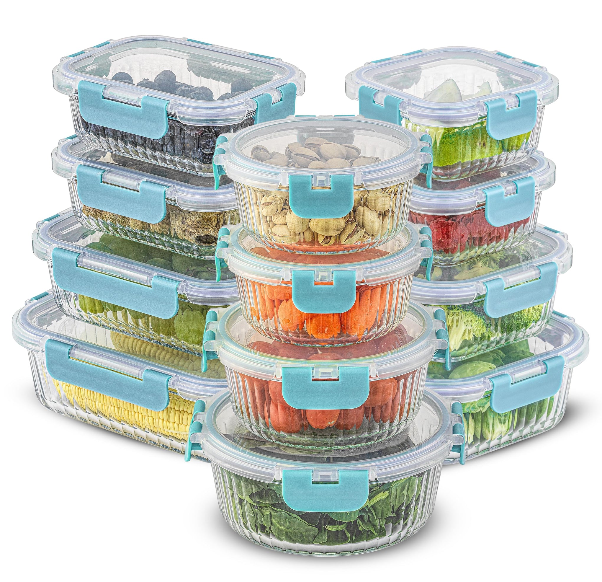 24pc Borosilicate Glass Storage Containers with Lids (24 Count)