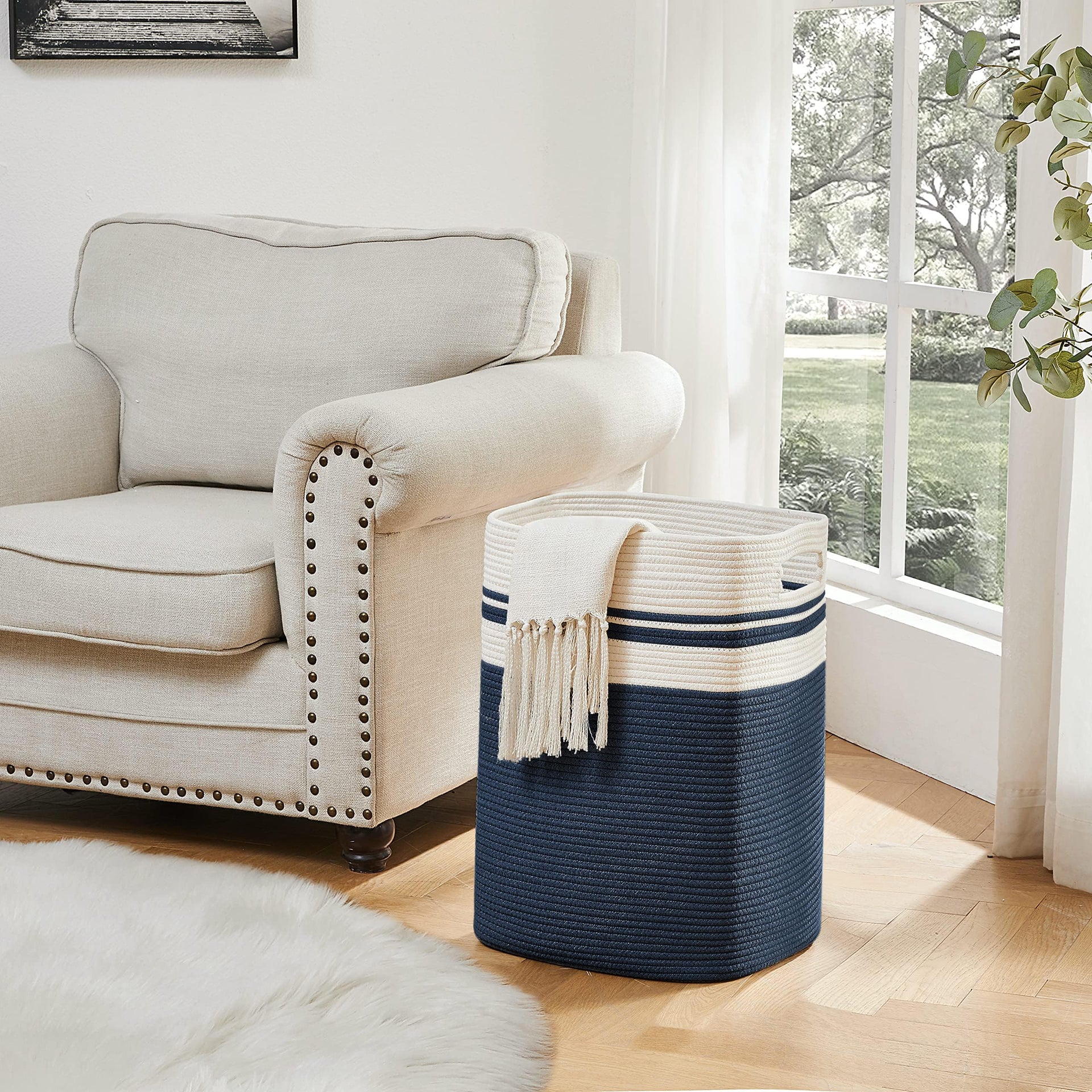 Laundry Hamper Collapsible Laundry Basket Clothes Organizer Blue