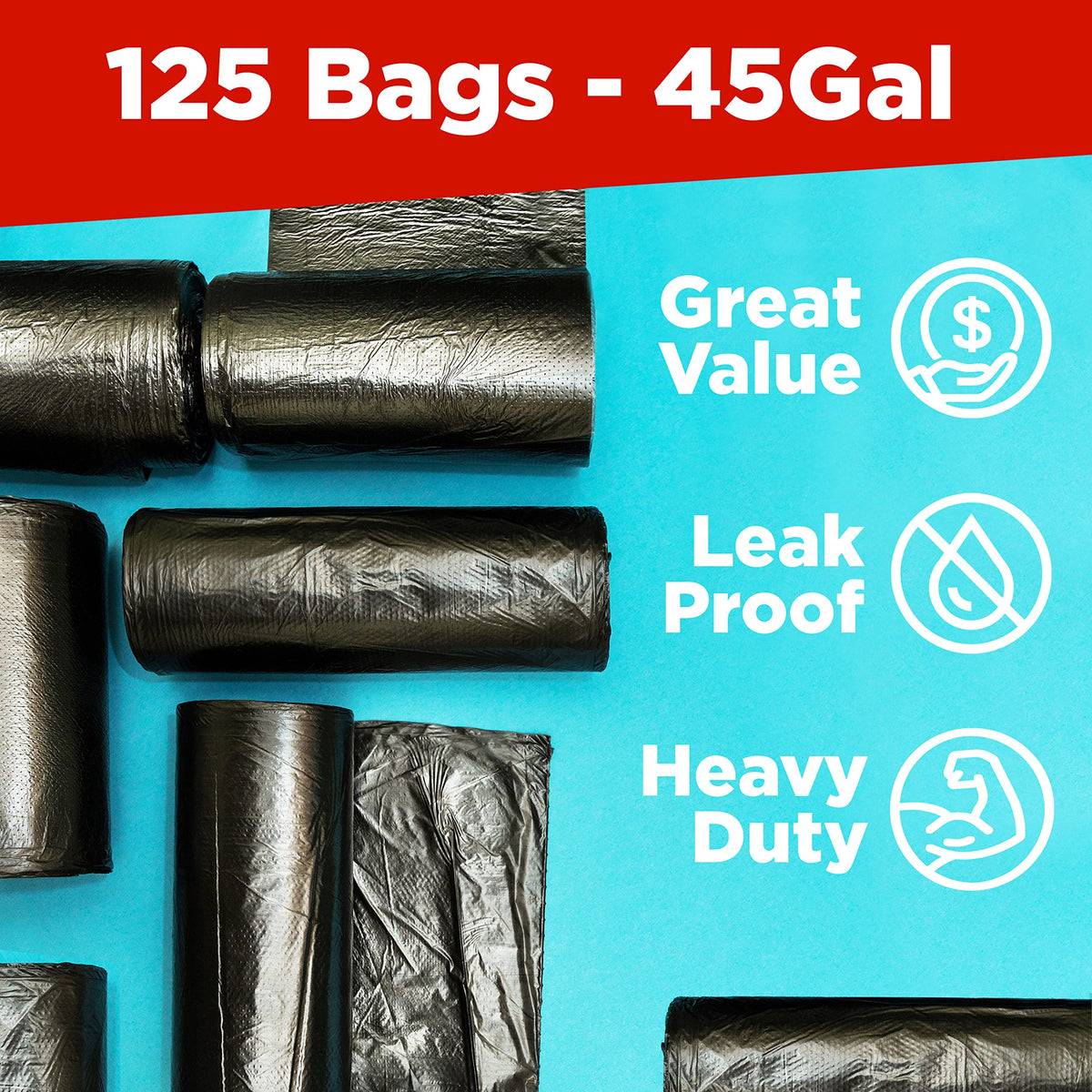 40 45 Gallon Trash Bags Heavy Duty (125 Count)