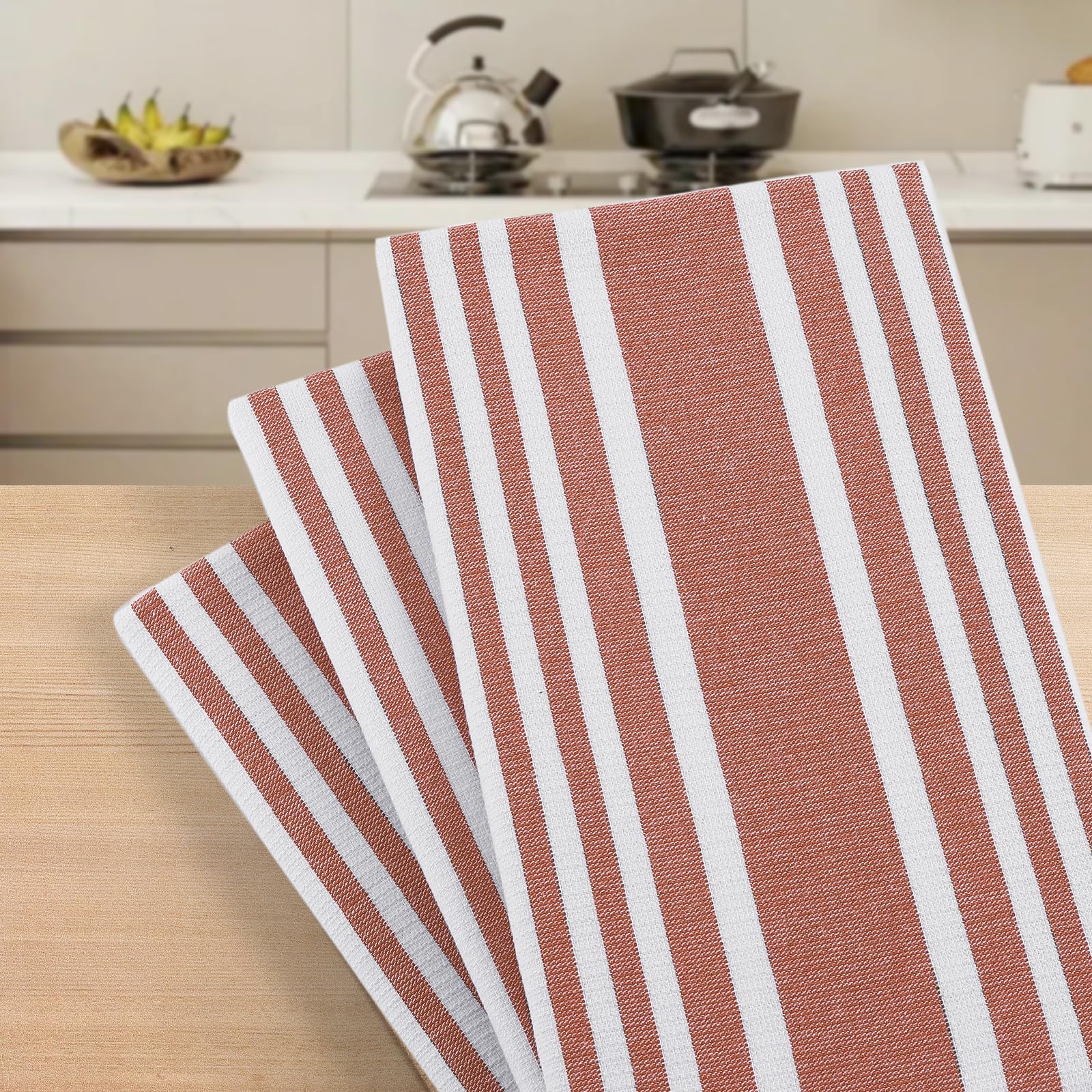 Premium Cotton Stripe Kitchen Towels 3 Pack (3 Count)