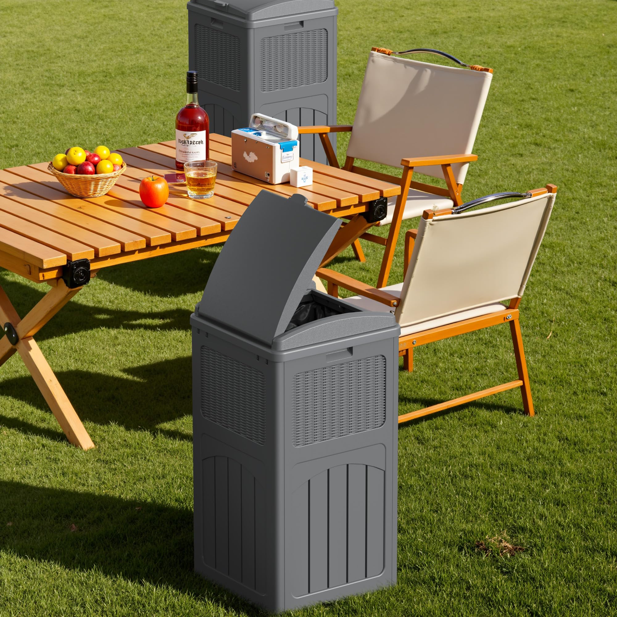 33 Gallon Outdoor Trash Can with Dual Lid (2 Count)