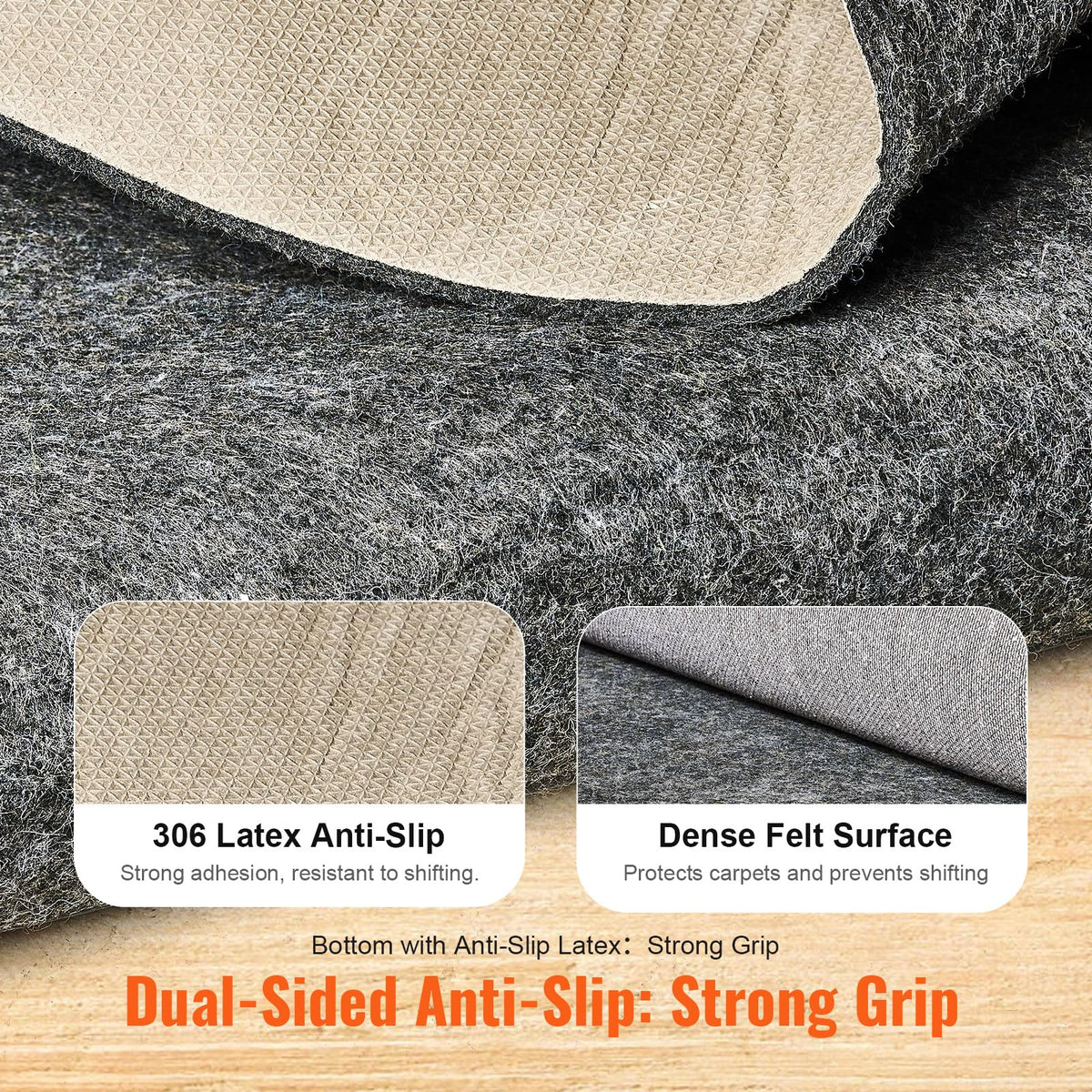 8' x 10' Non Slip Rug Pad Gripper
