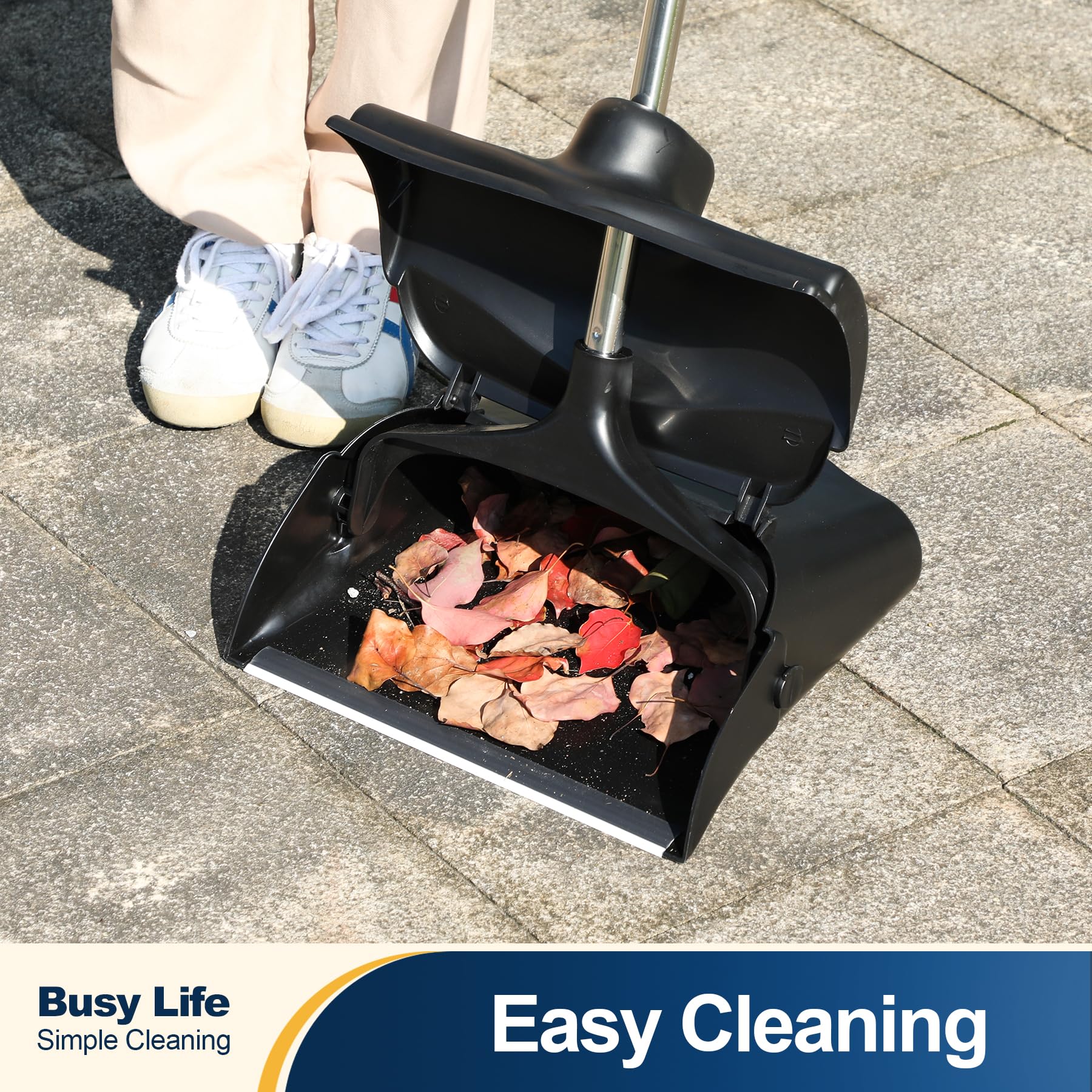 Commercial Dustpan with Wheels and Windproof Cover Indoor&Outdoor