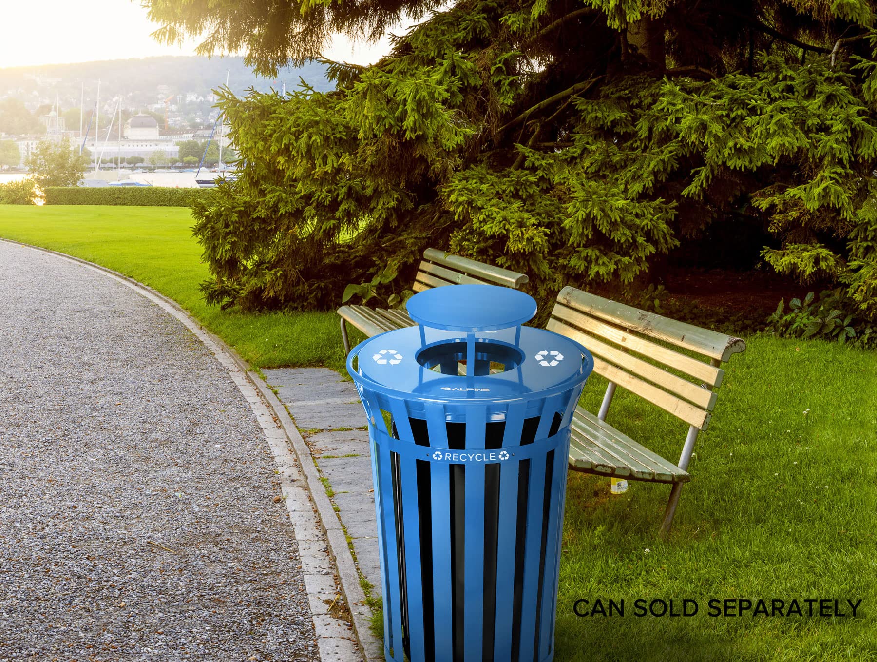 Outdoor Metal Waste Receptacle Rain Bonnet Lid