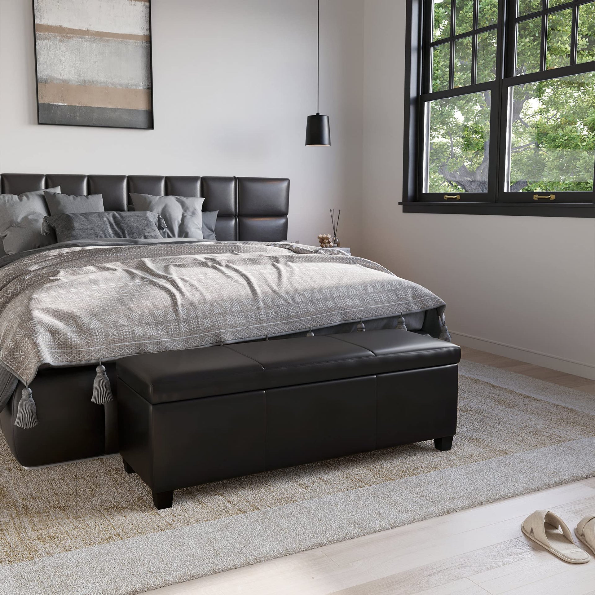 Storage Faux Leather Ottoman