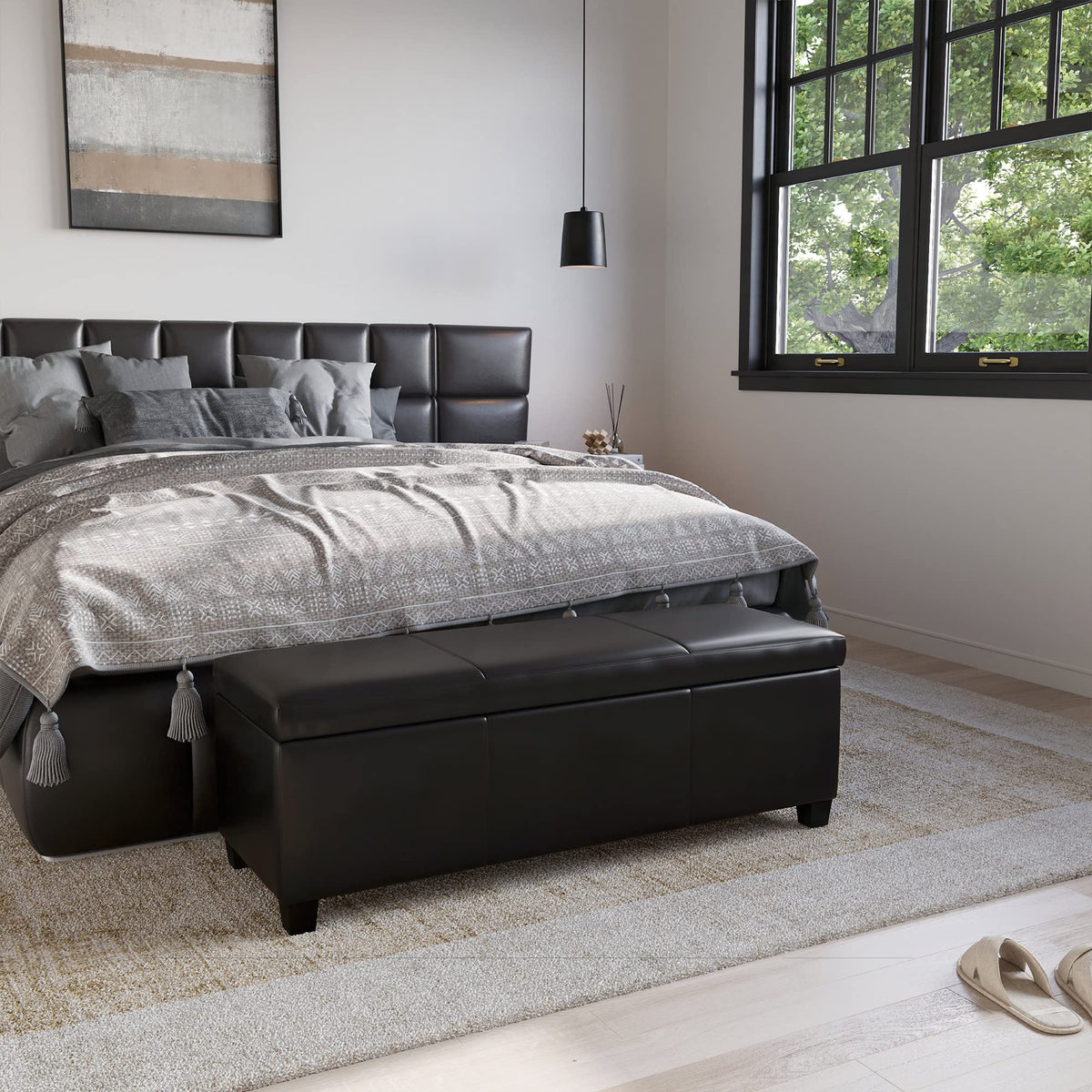 Storage Faux Leather Ottoman