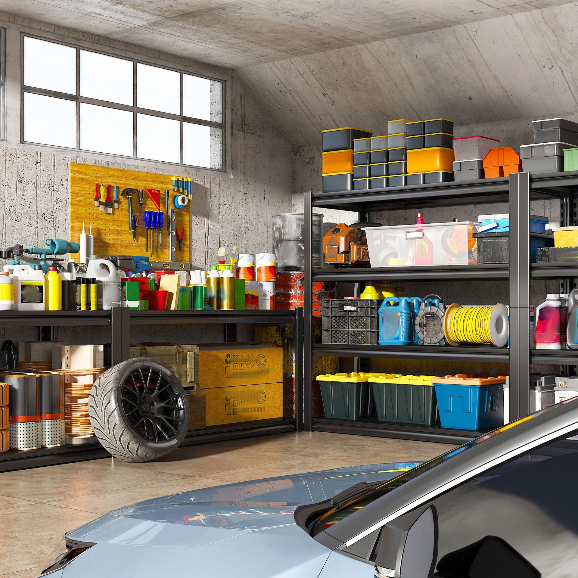 40" W Garage Shelving Heavy Duty Storage Shelves 56.9" H Metal Shelving Heavy Duty Load 1600LBS Adjustable Metal Shelves for Storage for Pantry Kitchen 40" W x 19.1" D x 56.9" H 3 Pack (3 Count)