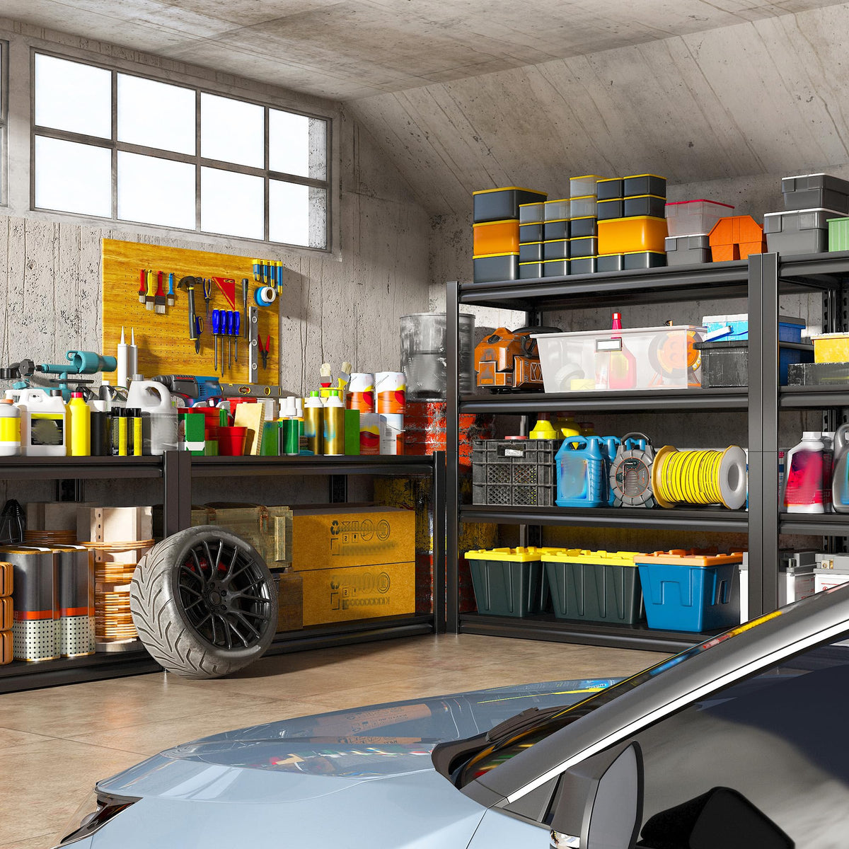 40" W Garage Shelving Heavy Duty Storage Shelves 56.9" H Metal Shelving Heavy Duty Load 1600LBS Adjustable Metal Shelves for Storage for Pantry Kitchen 40" W x 19.1" D x 56.9" H 2 Pack (2 Count)