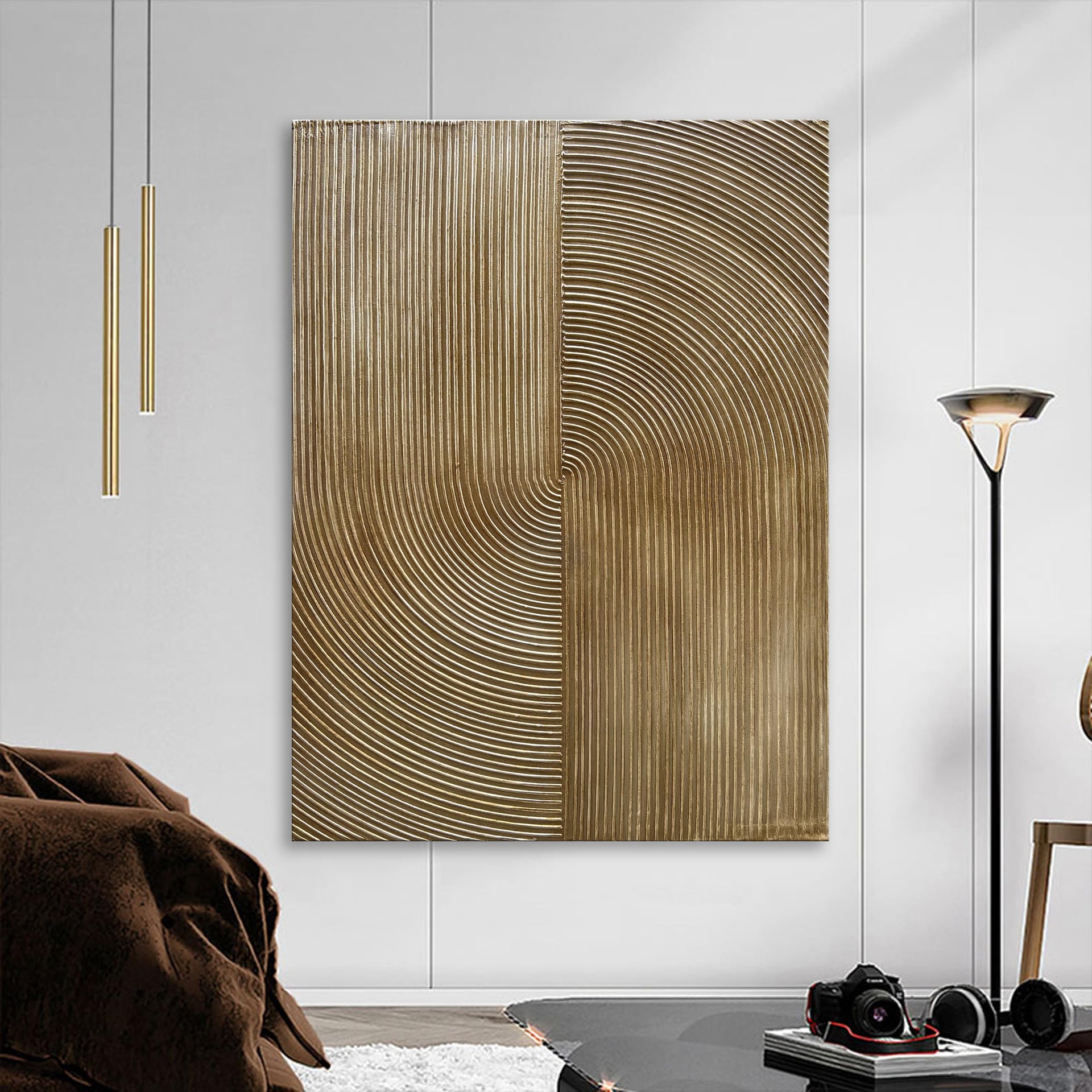 Contemporary Minimalist Gold Texture Art Oil Painting 40x28 Inch Wall Abstract Art Painting Office Home Wall Decoration