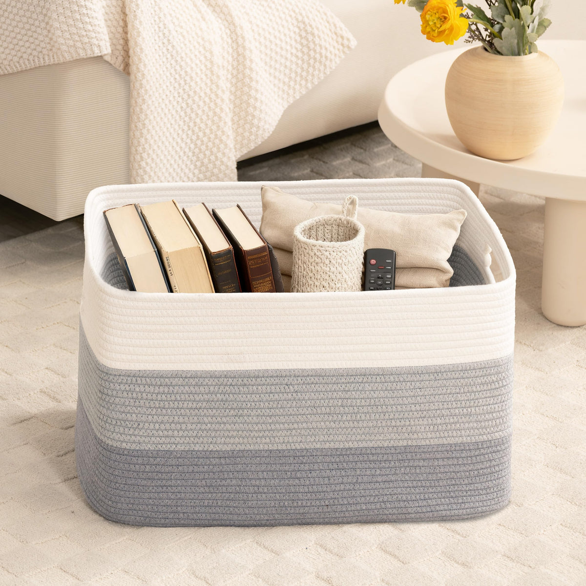 45L Small Woven Laundry Basket Hamper with Handles