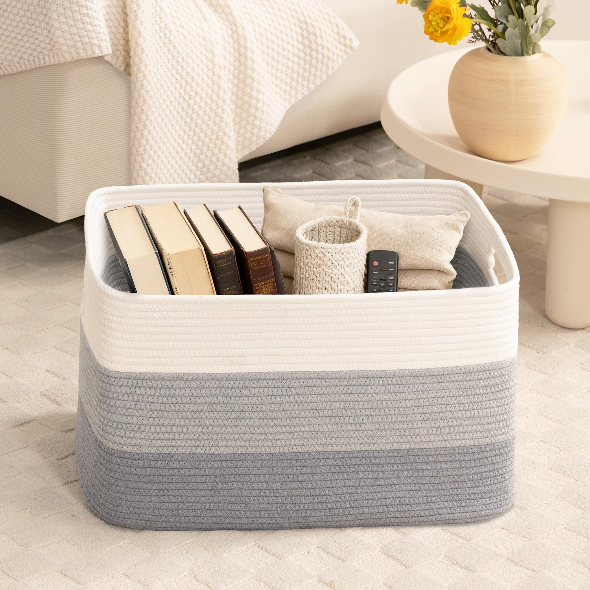 72L Large Woven Laundry Basket Hamper with Handles