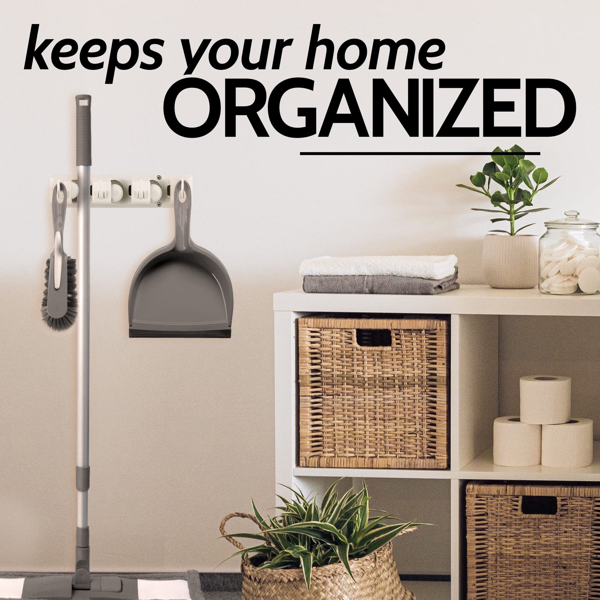 Mop and Broom Organizer Wall Mount