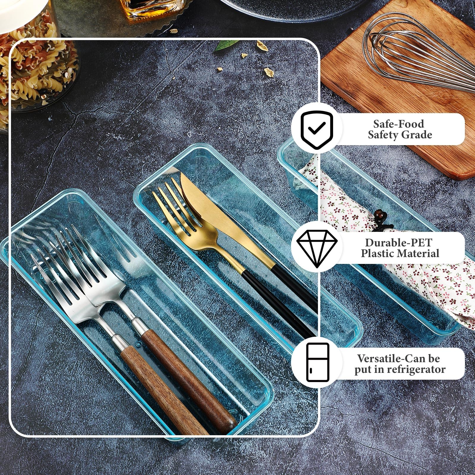 12 Pcs Clear Drawer Organizer 9 x 3 x 2 Inches Plastic Rectangle Trays Makeup Vanity Storage Bins and Kitchen Drawers Dividers for Office Desk Silverware Kitchen Utensils (12 Count)