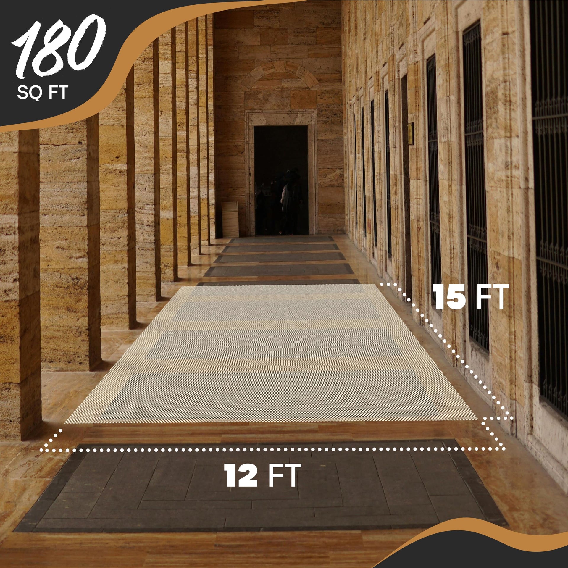 12'x15' Anti Skid Rug Gripper for Hardwood Floors & Other Surfaces (180 Sq Ft)