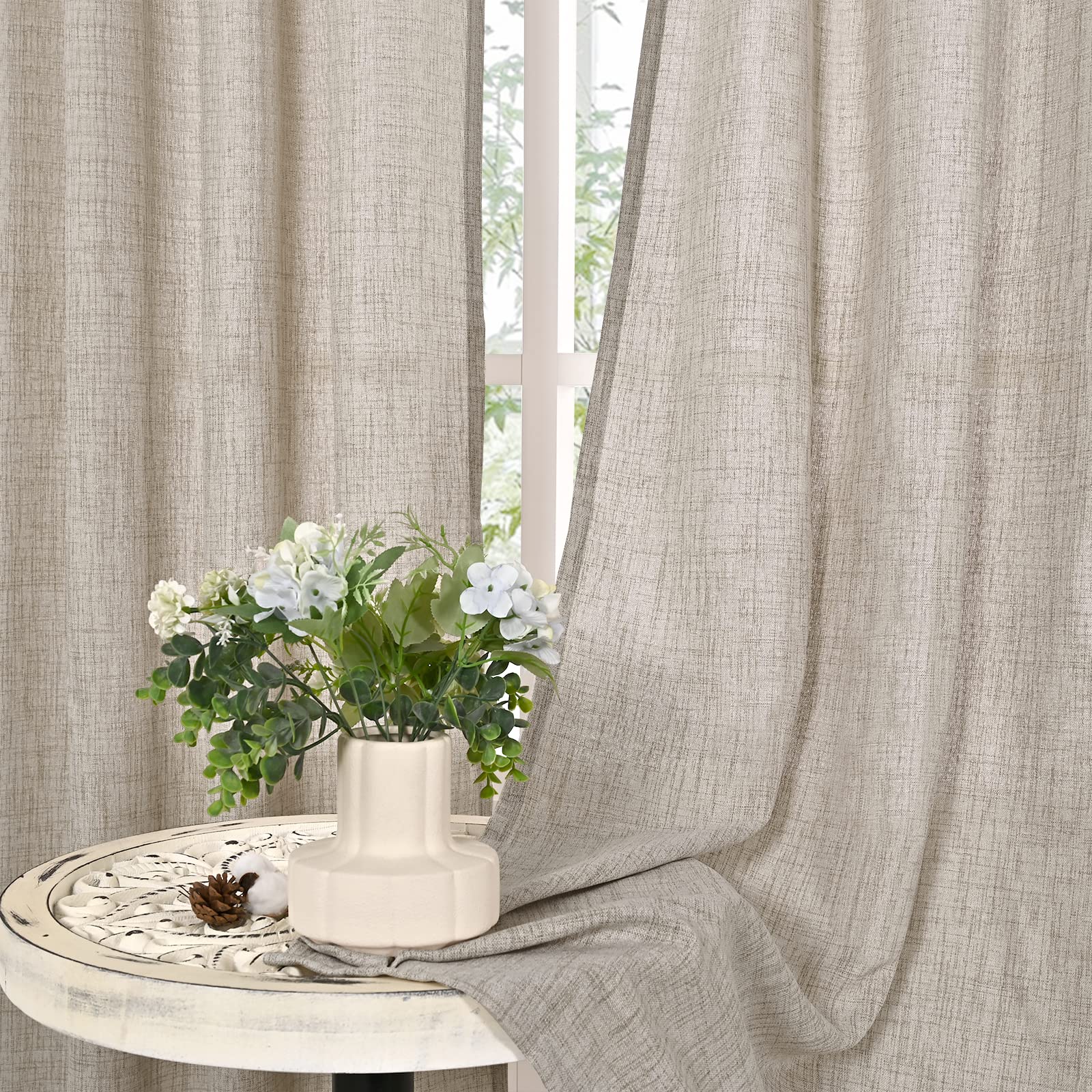 Linen Semi Sheer Curtains 30X36 Inch for Kitchen Cafe Window Over Sink (2 Count)
