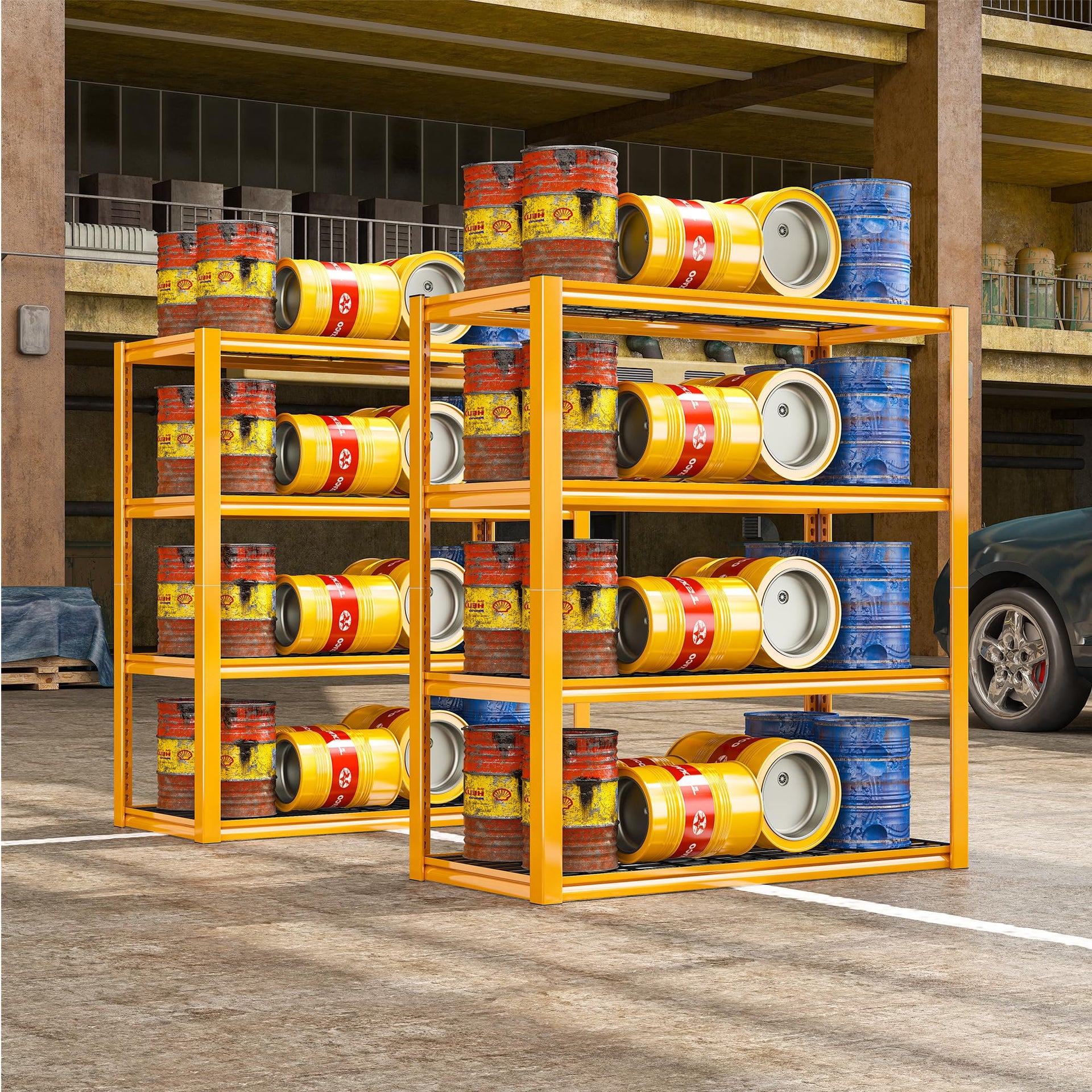 40" W Yellow Garage Shelving with Double (3 Count)
