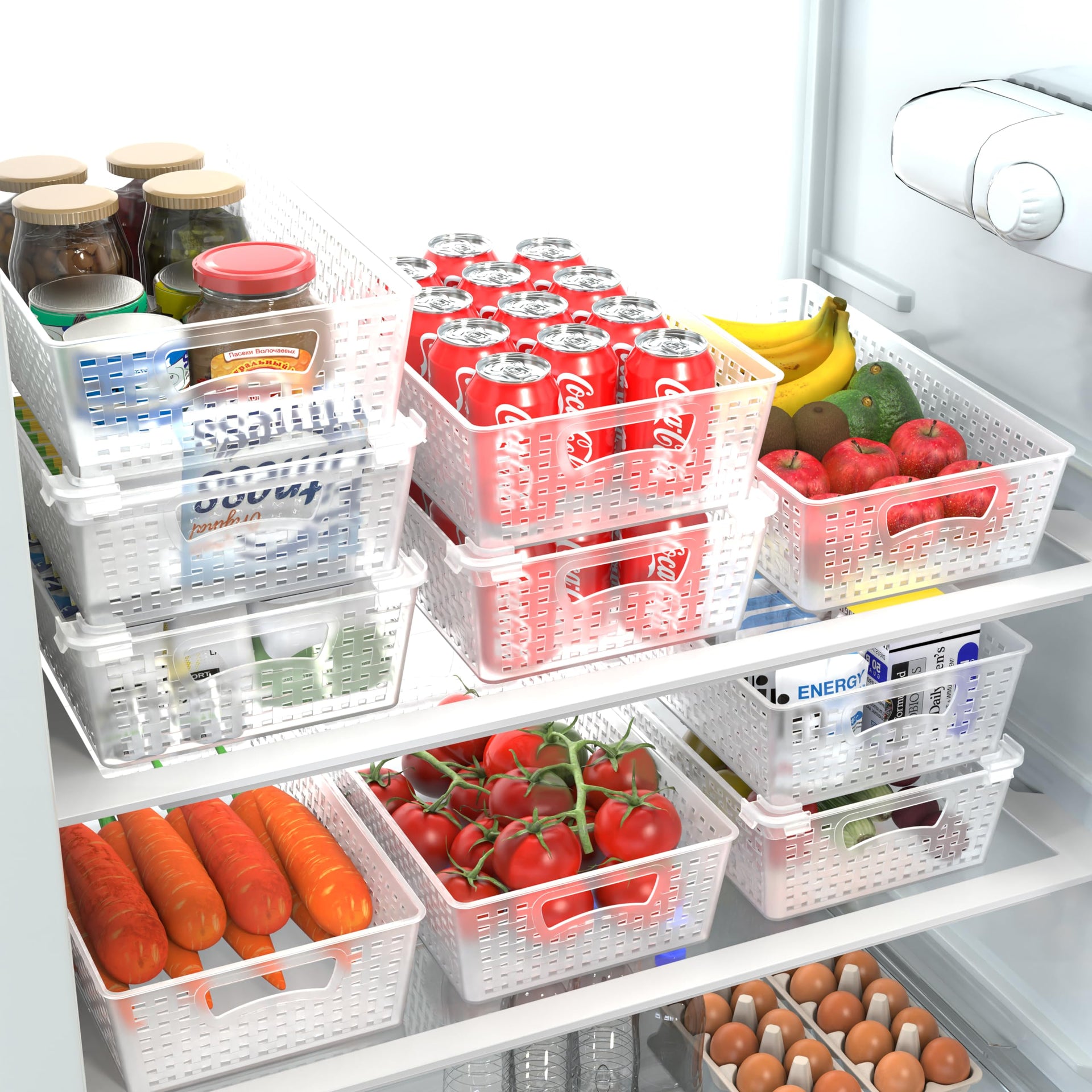 Stackable Plastic Woven Basket Organizer (6 Count)