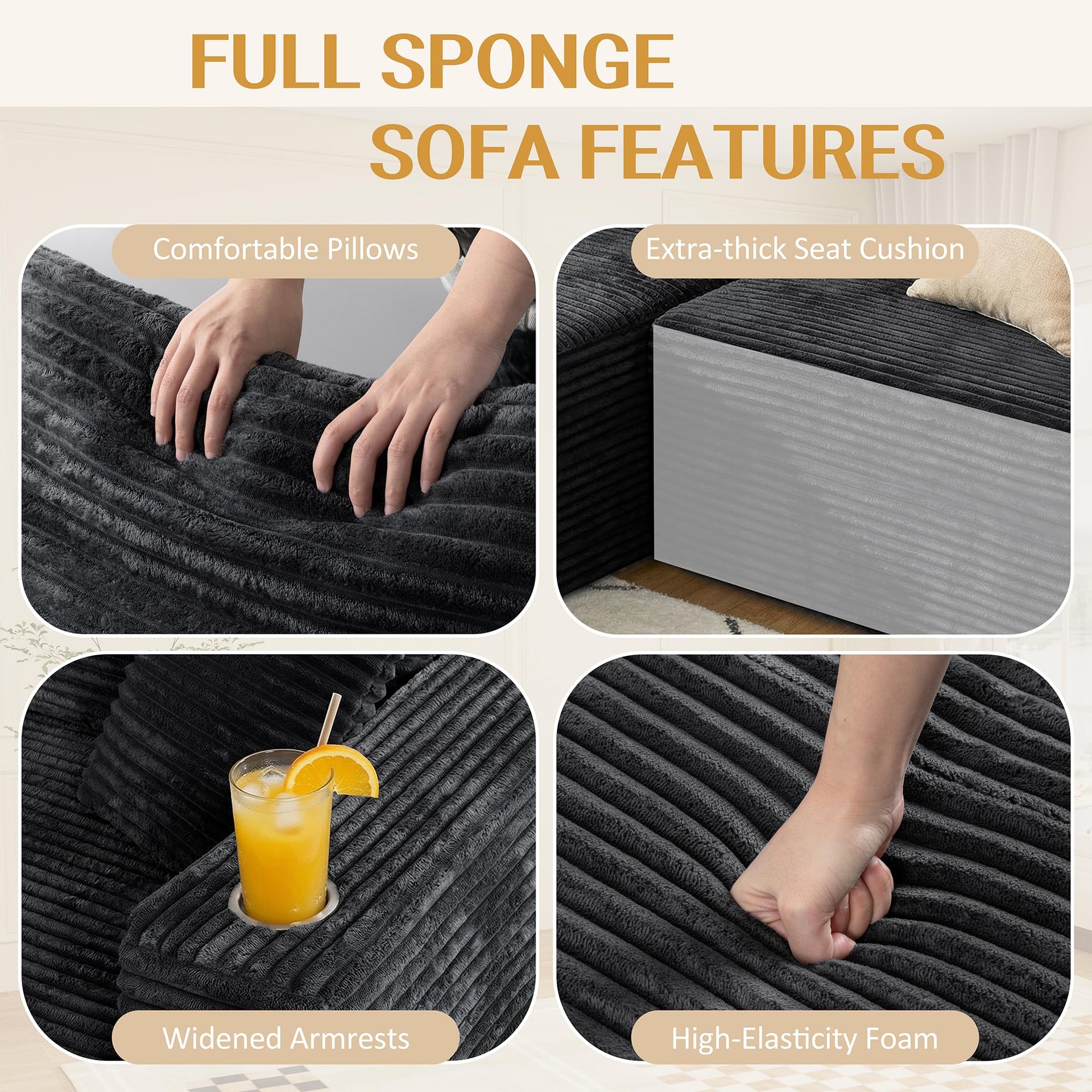 103" Modular Sectional Sofa for Small Spaces