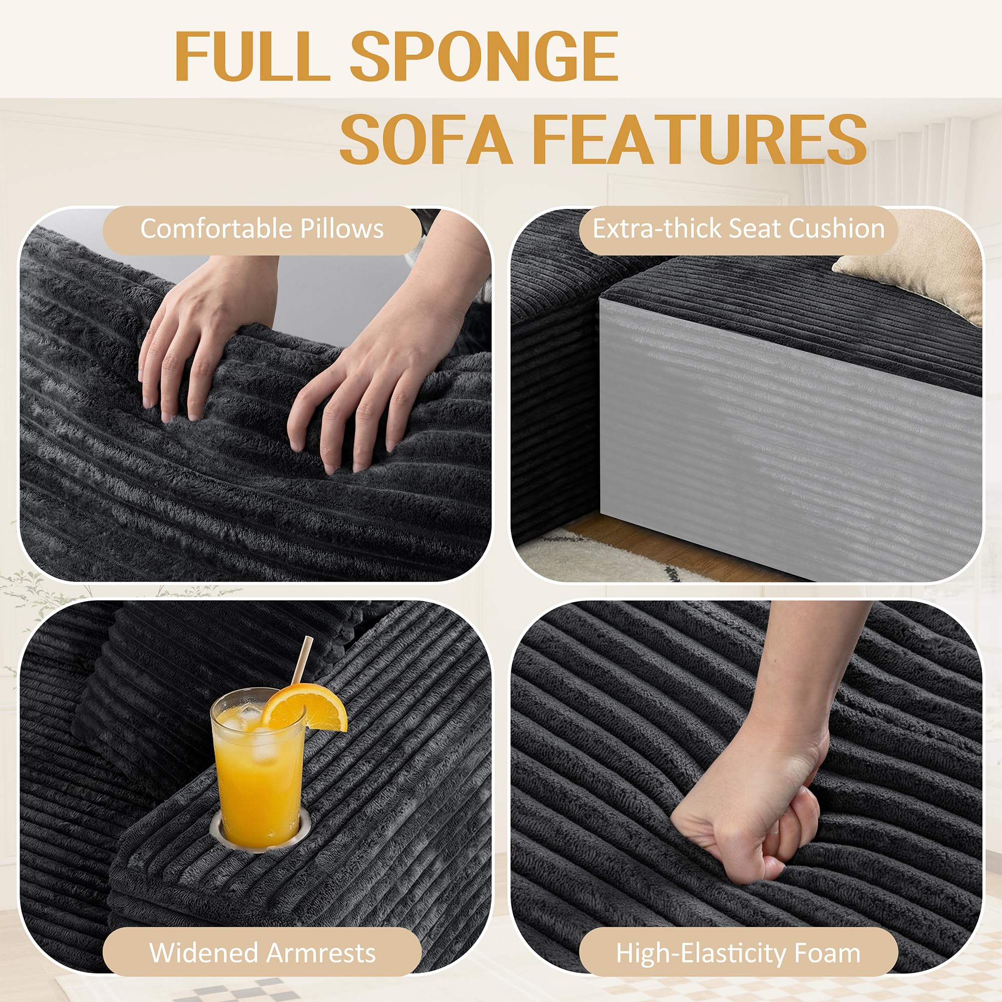 103" Modular Sectional Sofa for Small Spaces