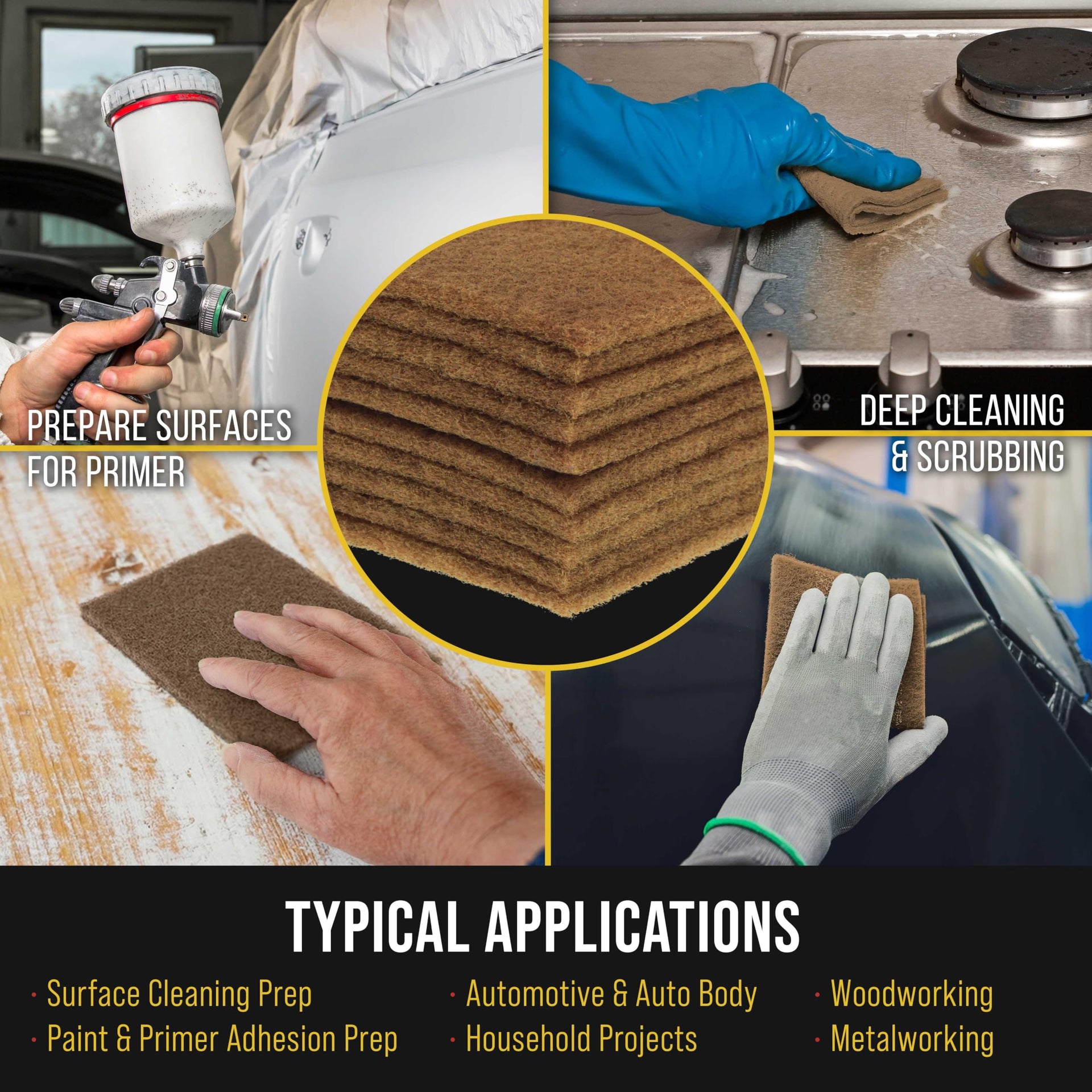 Premium 6" x 9" Gold Coarse Scuff Pads (10 Count)