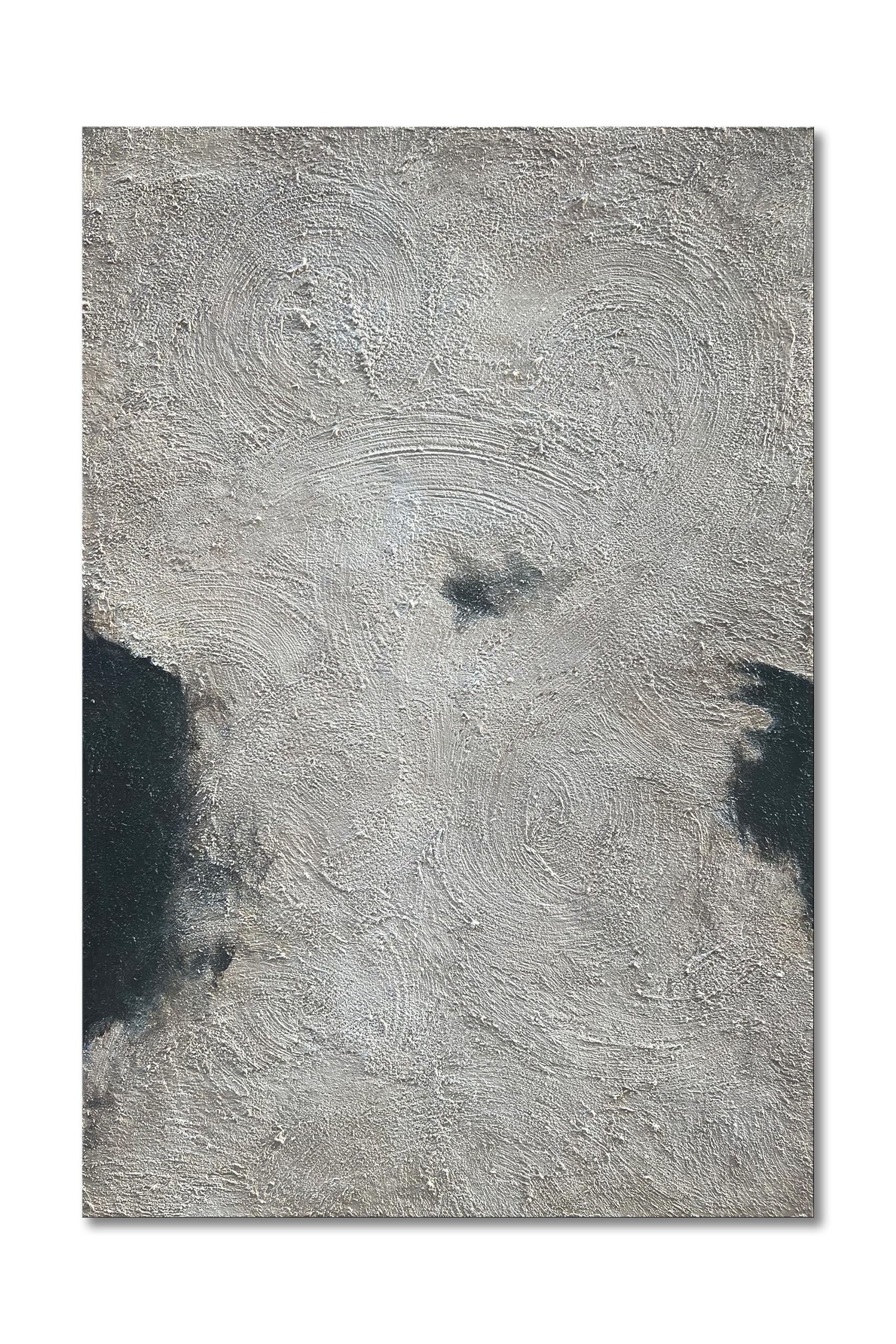 Minimalist Art Hand Painted Black and Gray Abstract Oil Painting Canvas Wall Art 36x24 Inch Home Wall Decoration