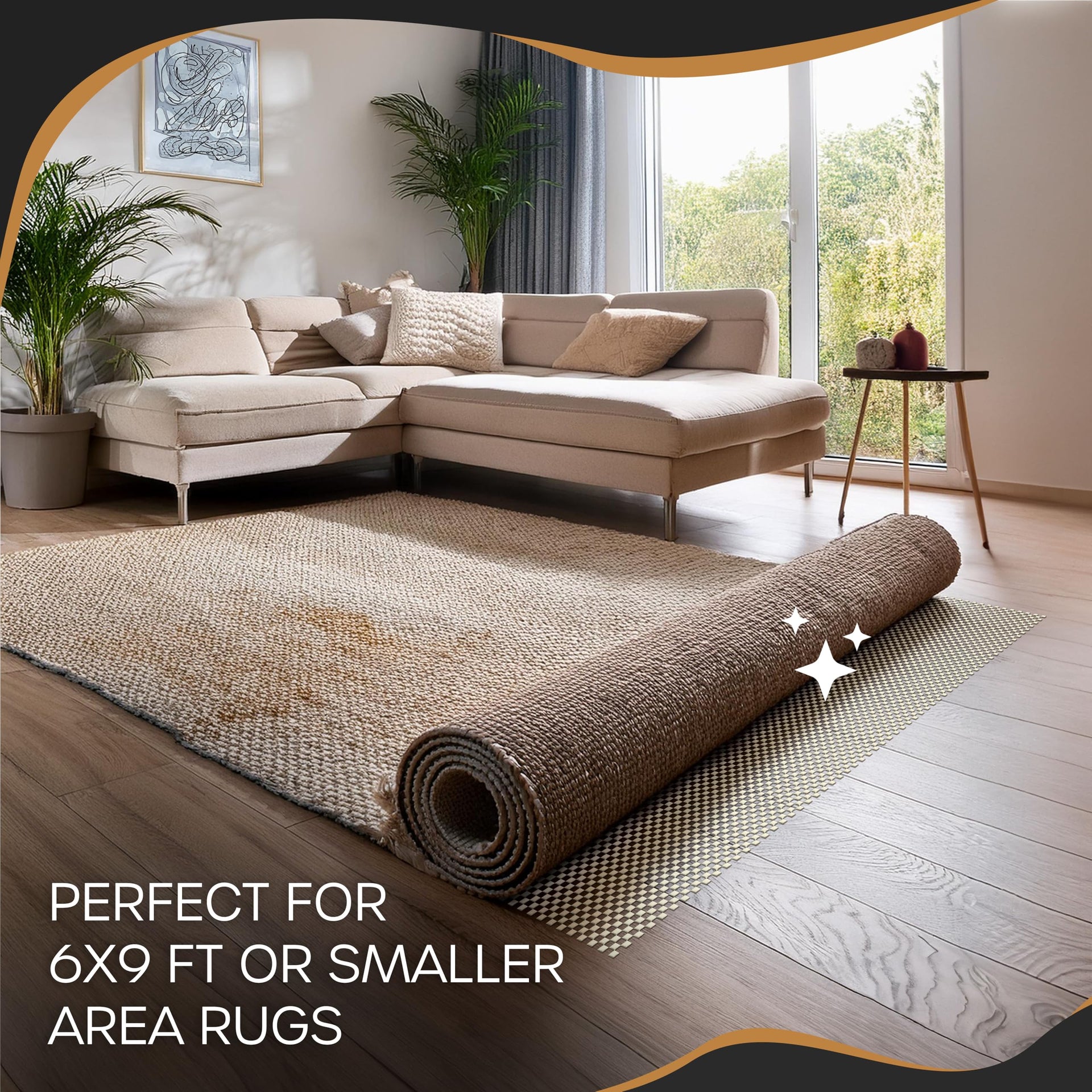 6ft x 9ft White Under Rug Non Slip Pad (54 Sq Ft)