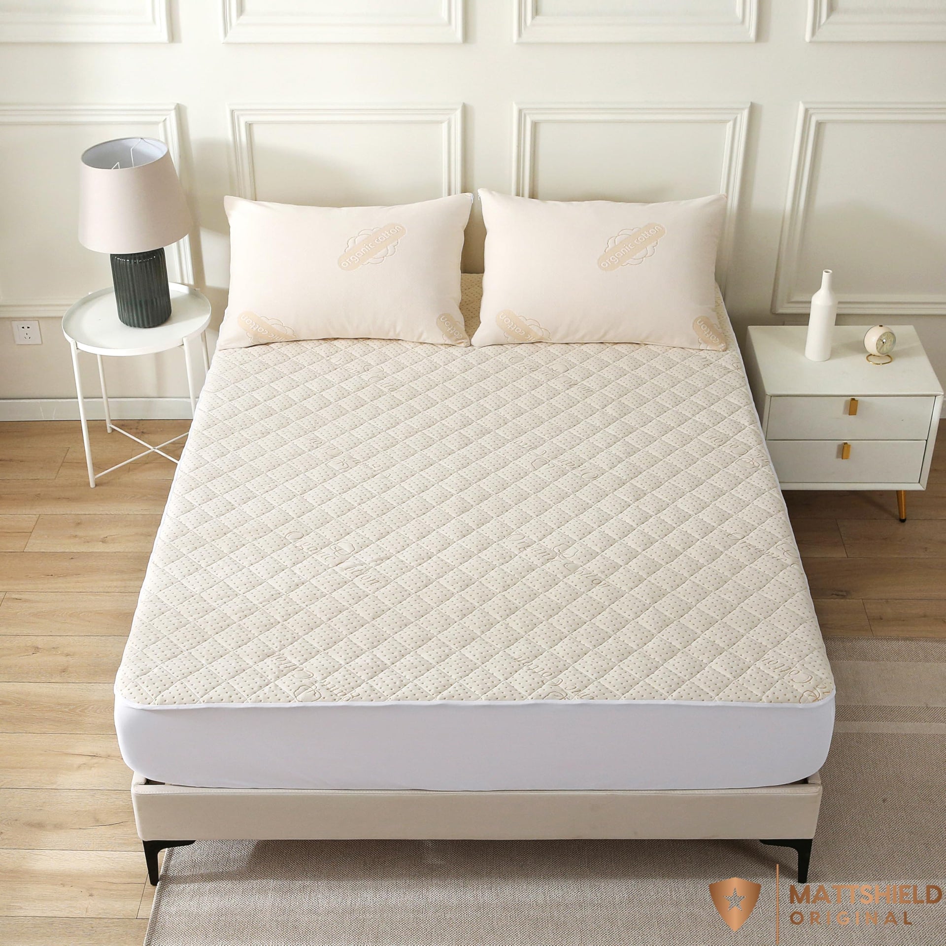 Luxury Quilted Organic Cotton Mattress Protector Full Size