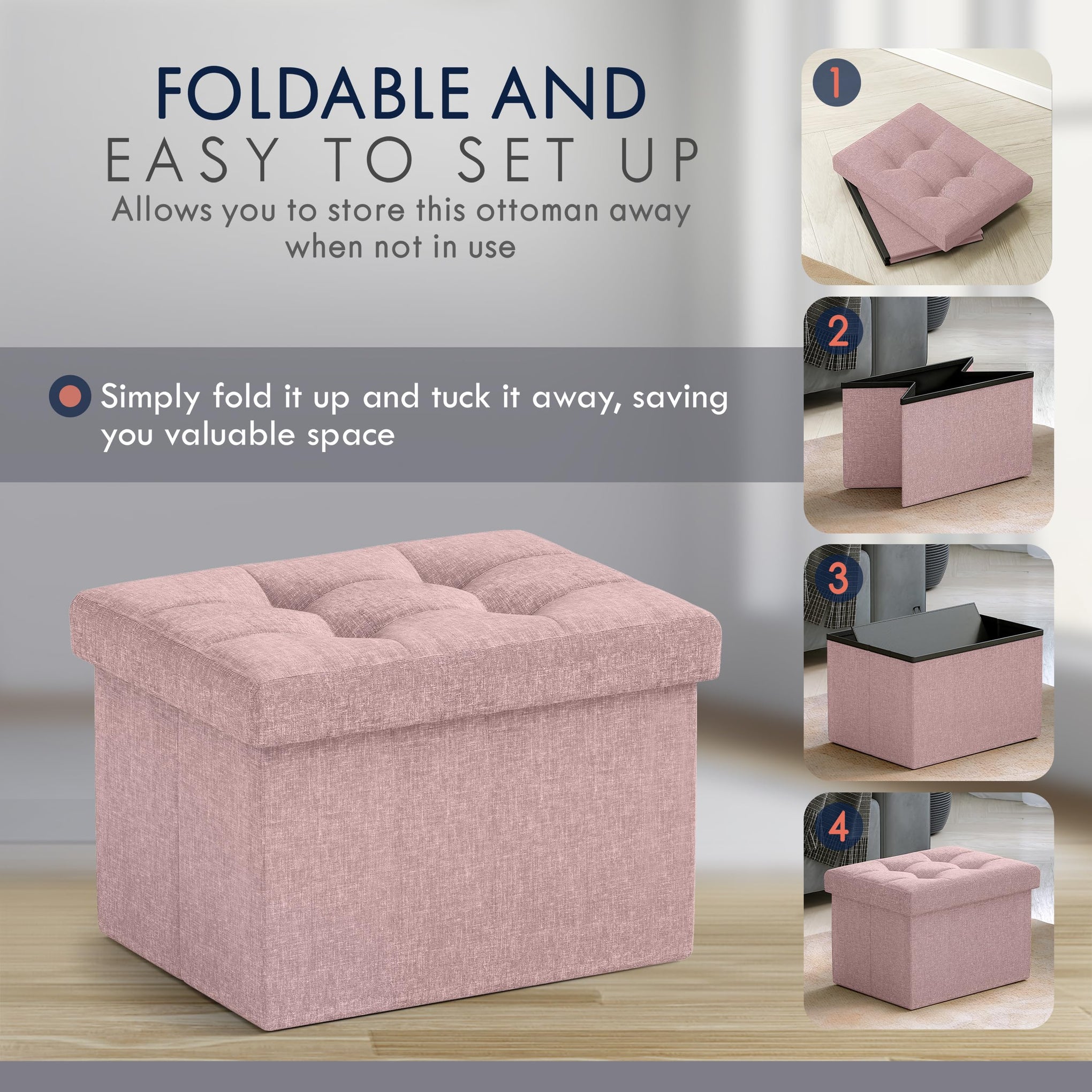 Small Rectangle Storage Ottoman Set of 2 (2 Count)