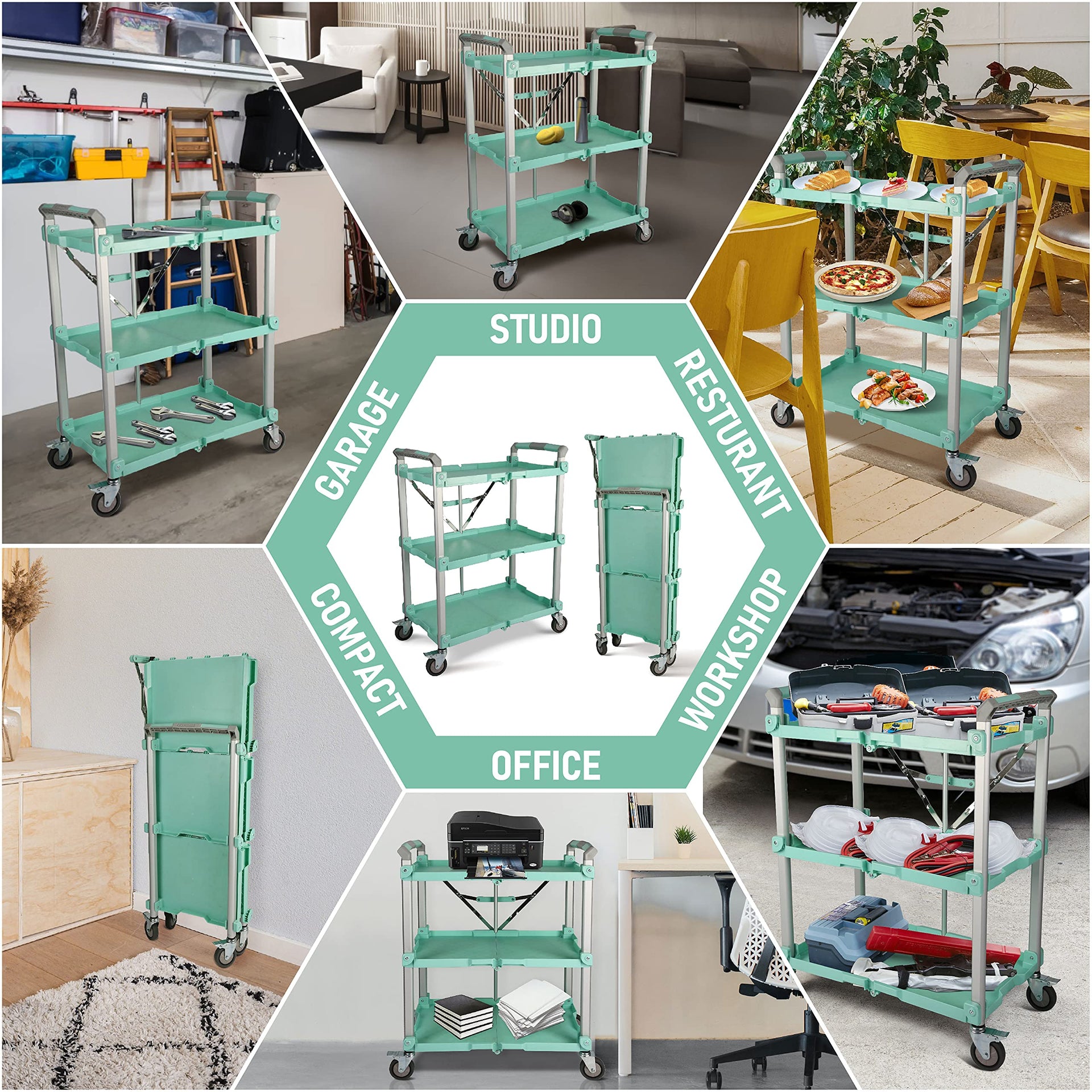 89 353 Pack N Roll Collapsible Service Cart