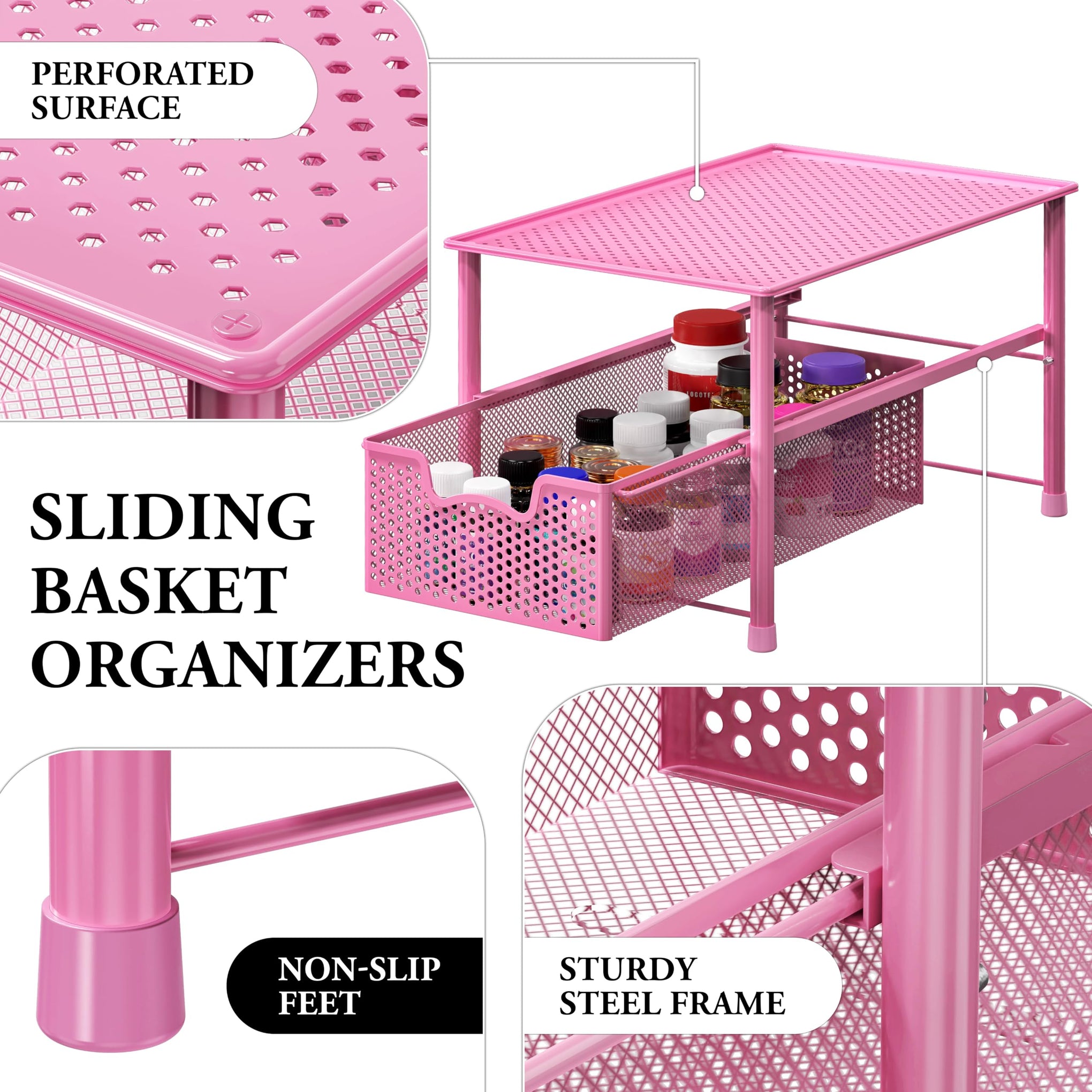 Stackable Under Sink Sliding Basket Drawer