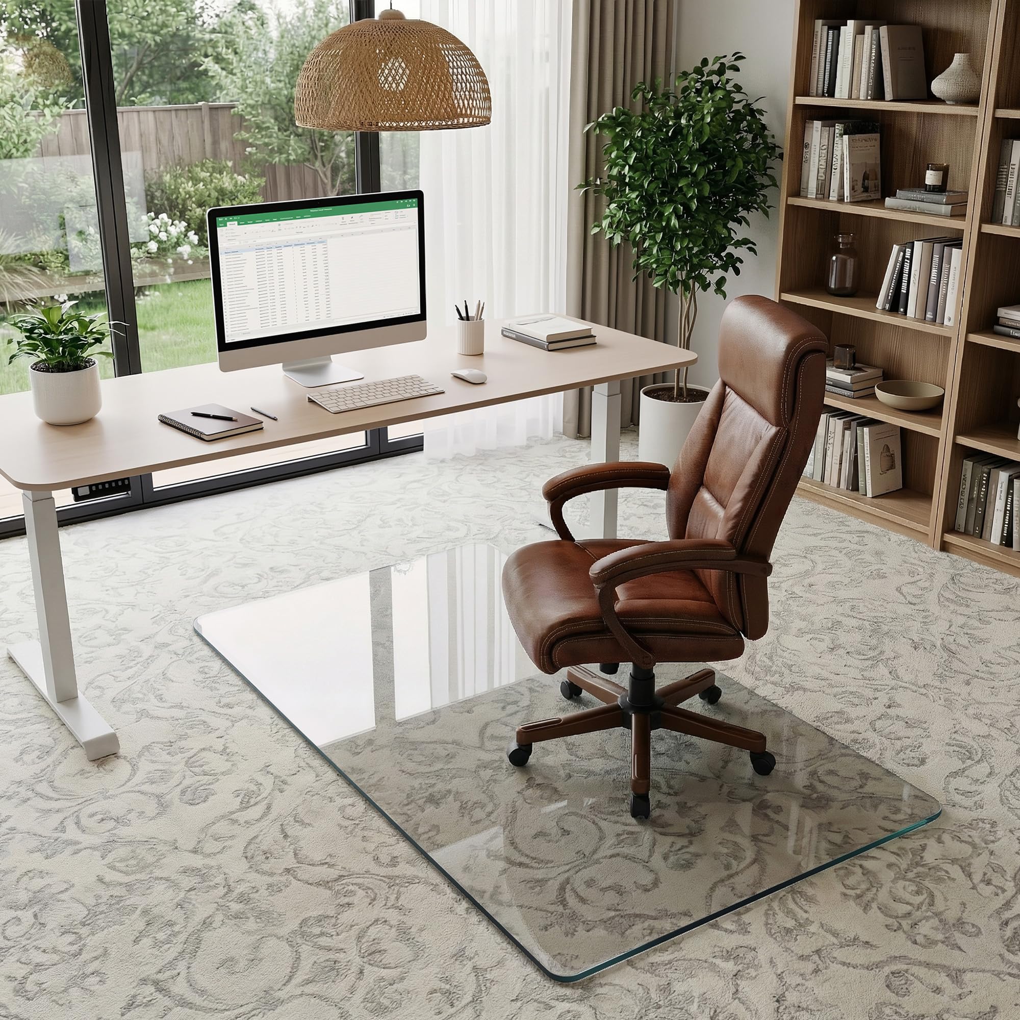30"x55" Tempered Glass Chair Mat for Carpet & Hardwood Floors