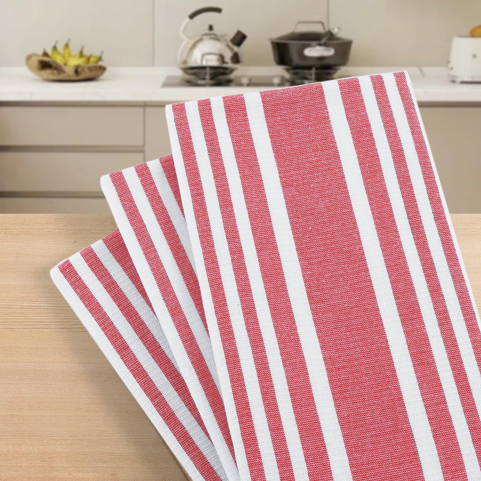 Premium Cotton Stripe Kitchen Towels 8 Pack (8 Count)