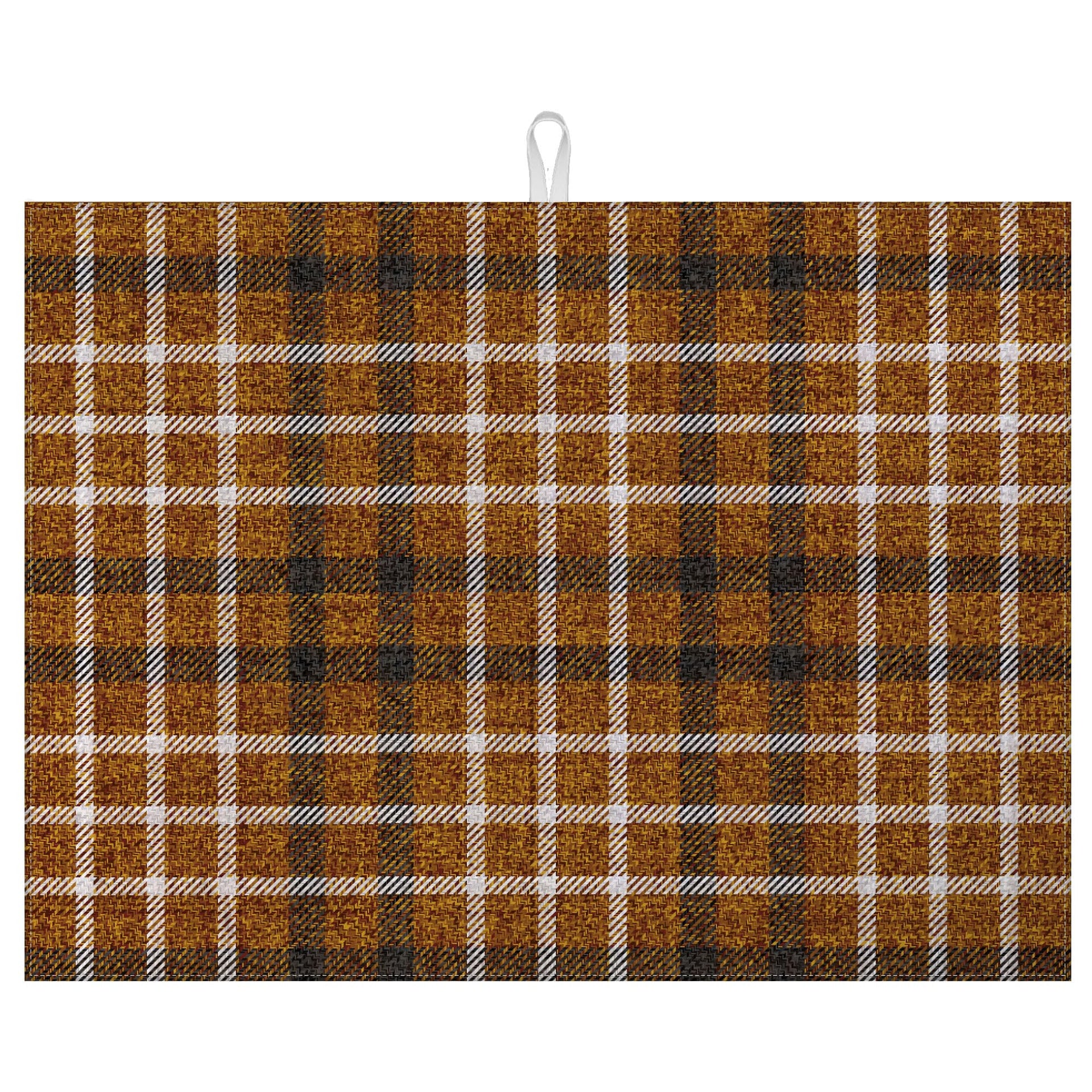 Brown Plaid Dish Drying Mat for Kitchen Counter Microfiber Absorbent Dish Kitchen Drying Mat Draining Reusable Washable for Dishes
