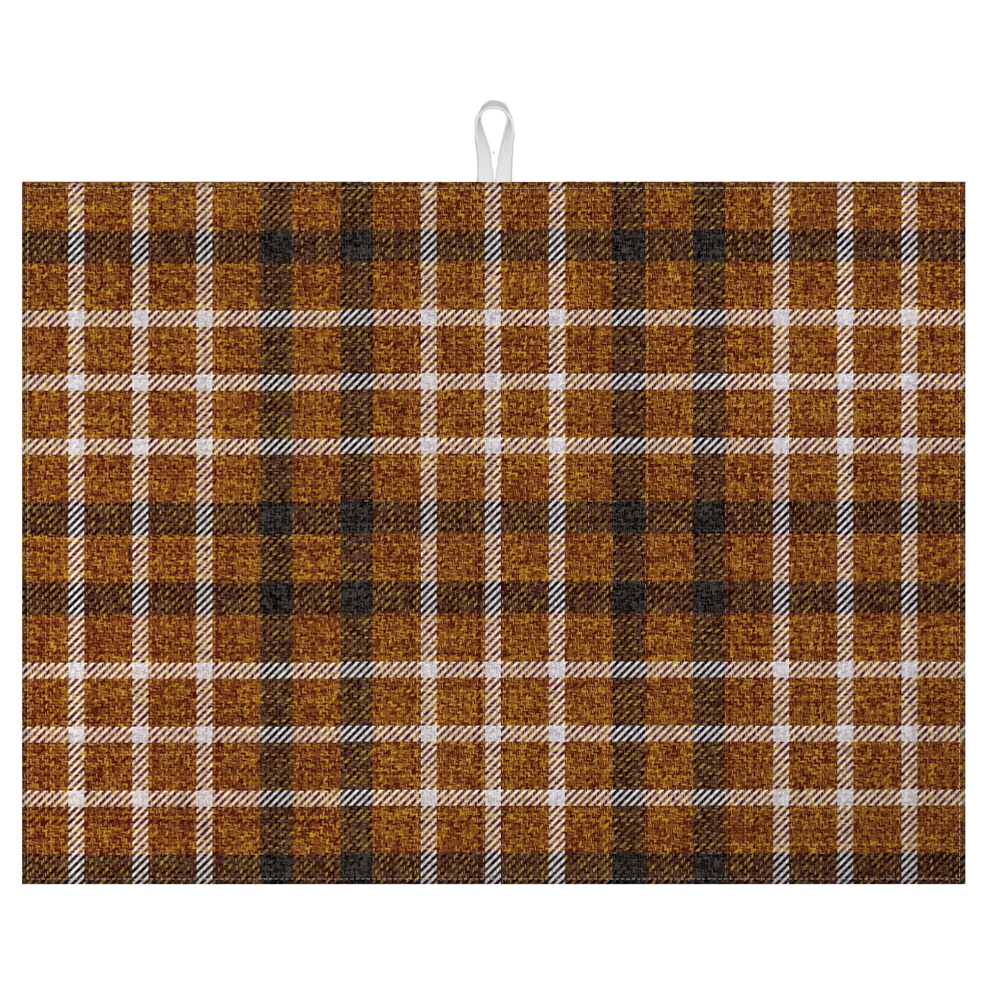 Brown Plaid Dish Drying Mat for Kitchen Counter Microfiber Absorbent Dish Kitchen Drying Mat Draining Reusable Washable for Dishes