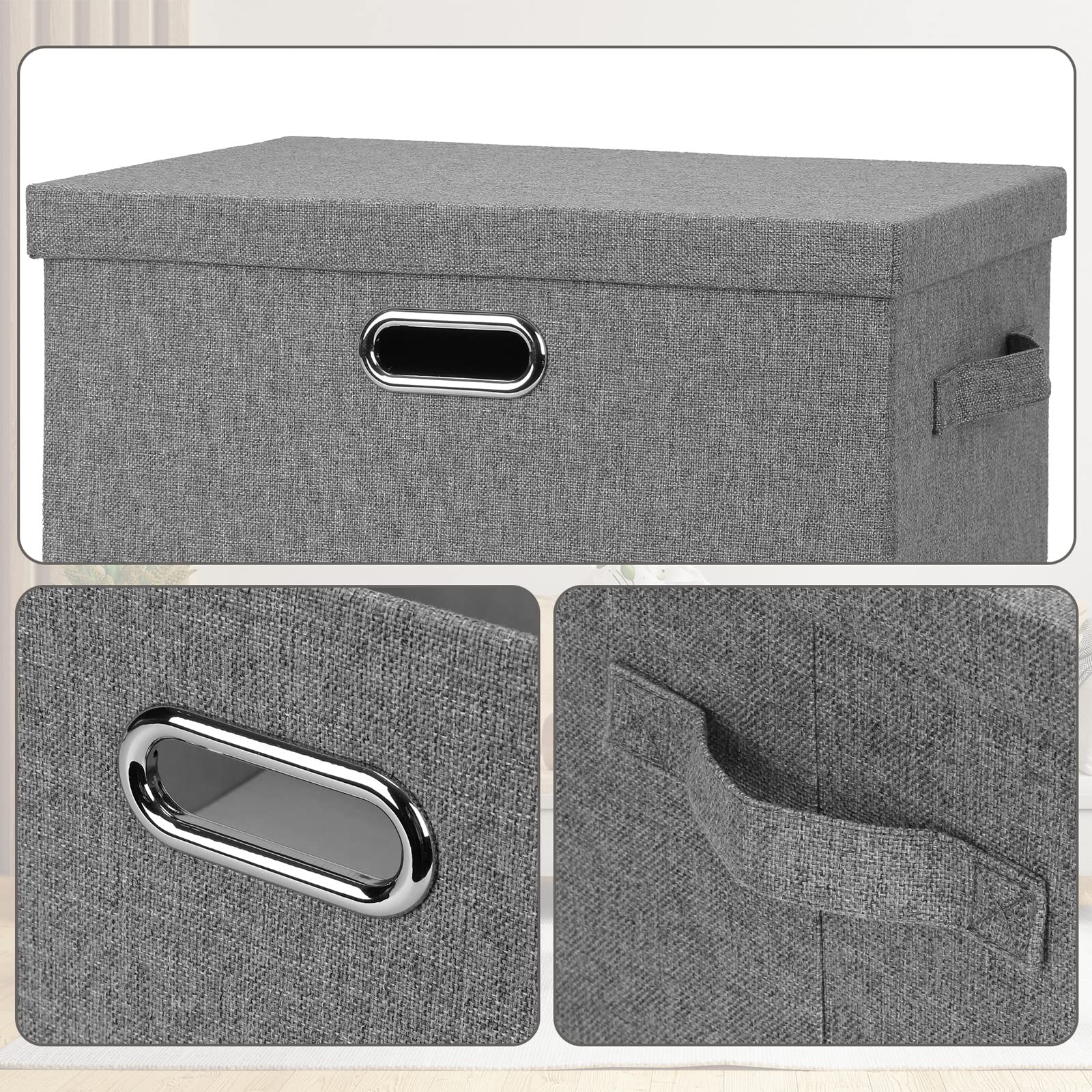 Large 17" 36 Quart Collapsible Stackable Storage Bins with Lids (3 Count)
