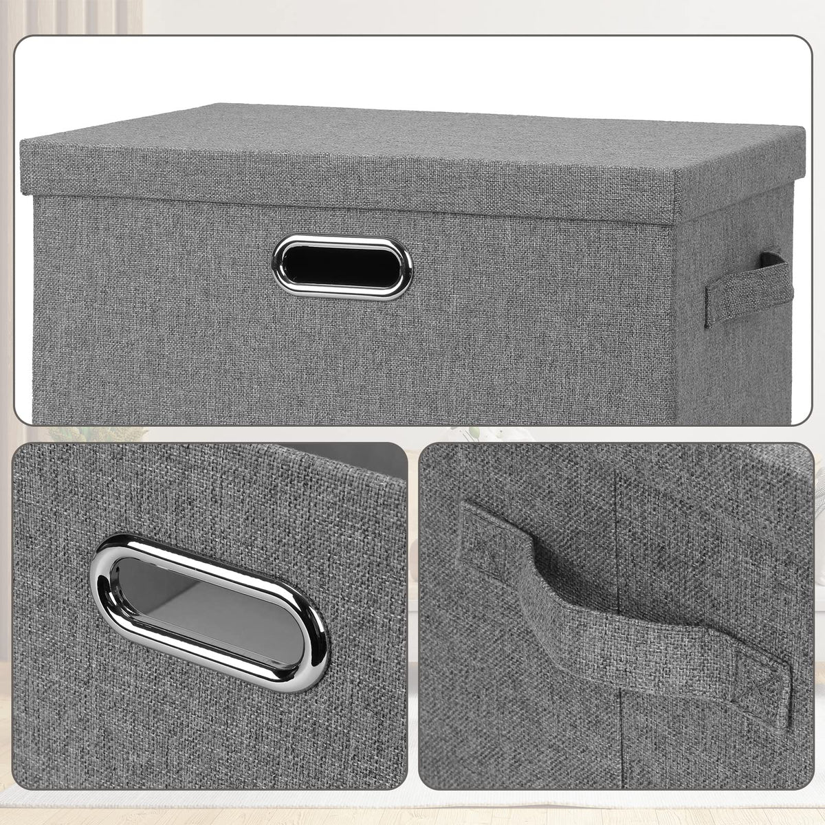 Large 17" 36 Quart Collapsible Stackable Storage Bins with Lids