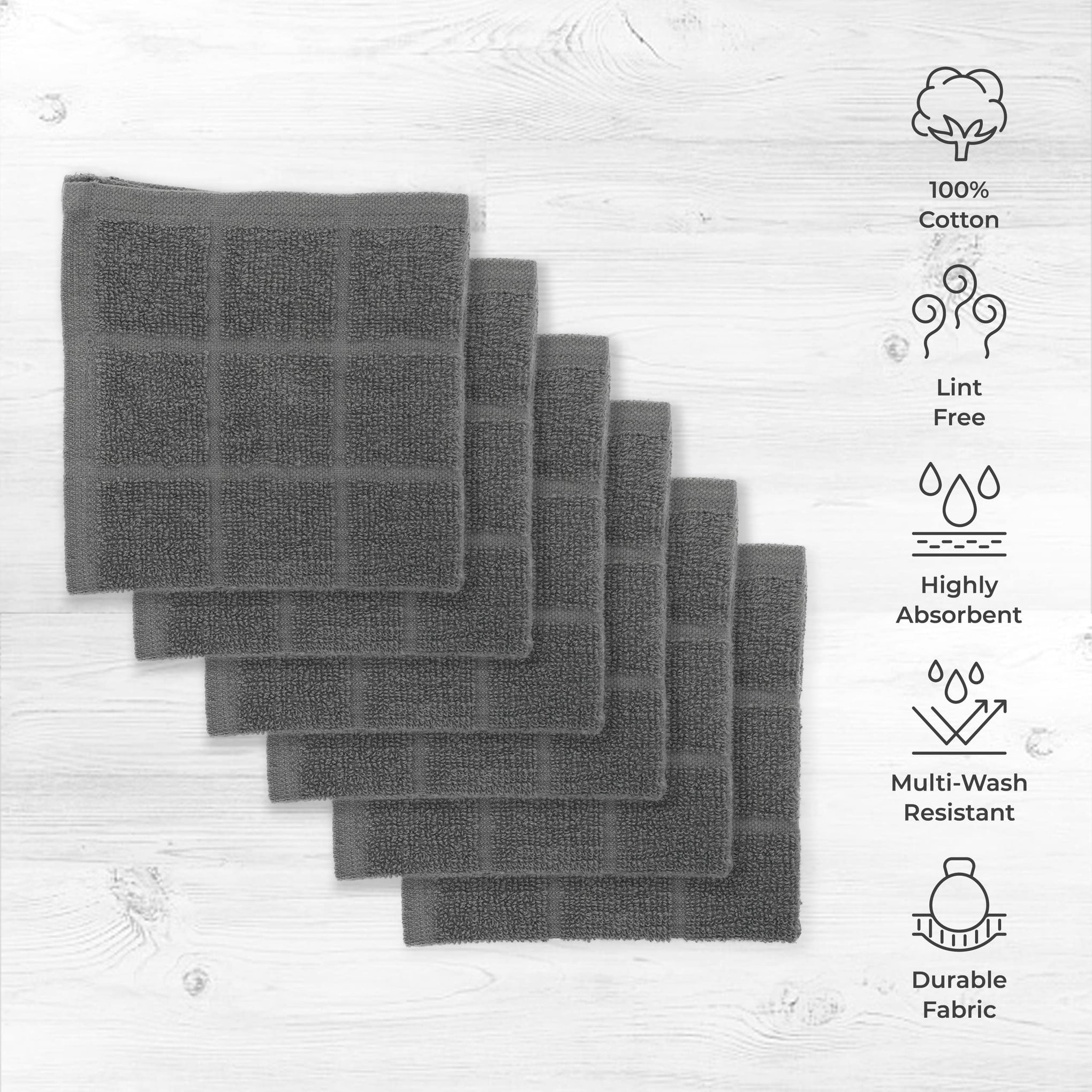 100% Cotton Terry Dish Cloth & Dish Towel (6 Count)
