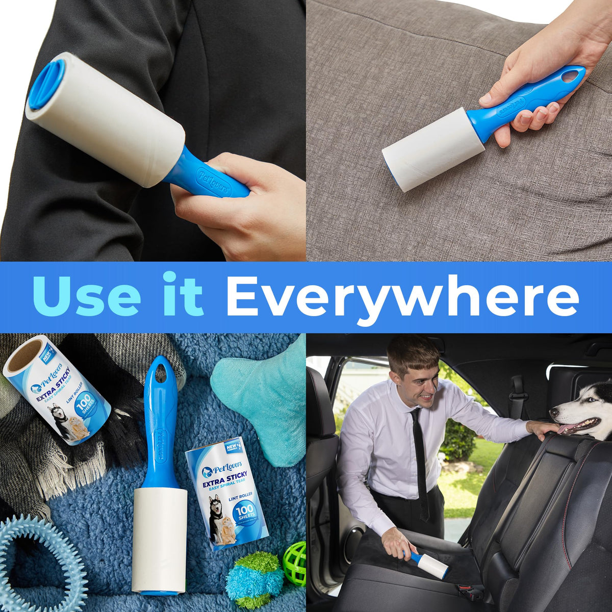 Extra Sticky Lint Roller Ultimate Value Set 400 Sheets for Pet Hair Removal