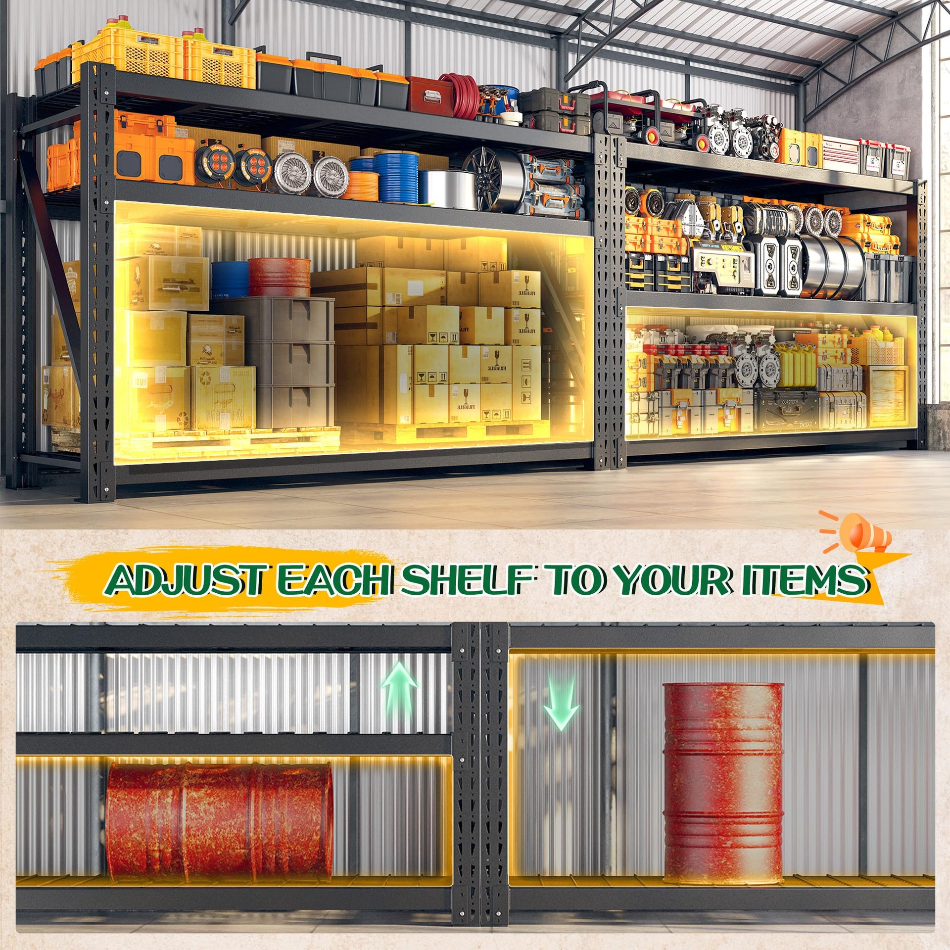 77" W Garage Shelving Storage Shelves