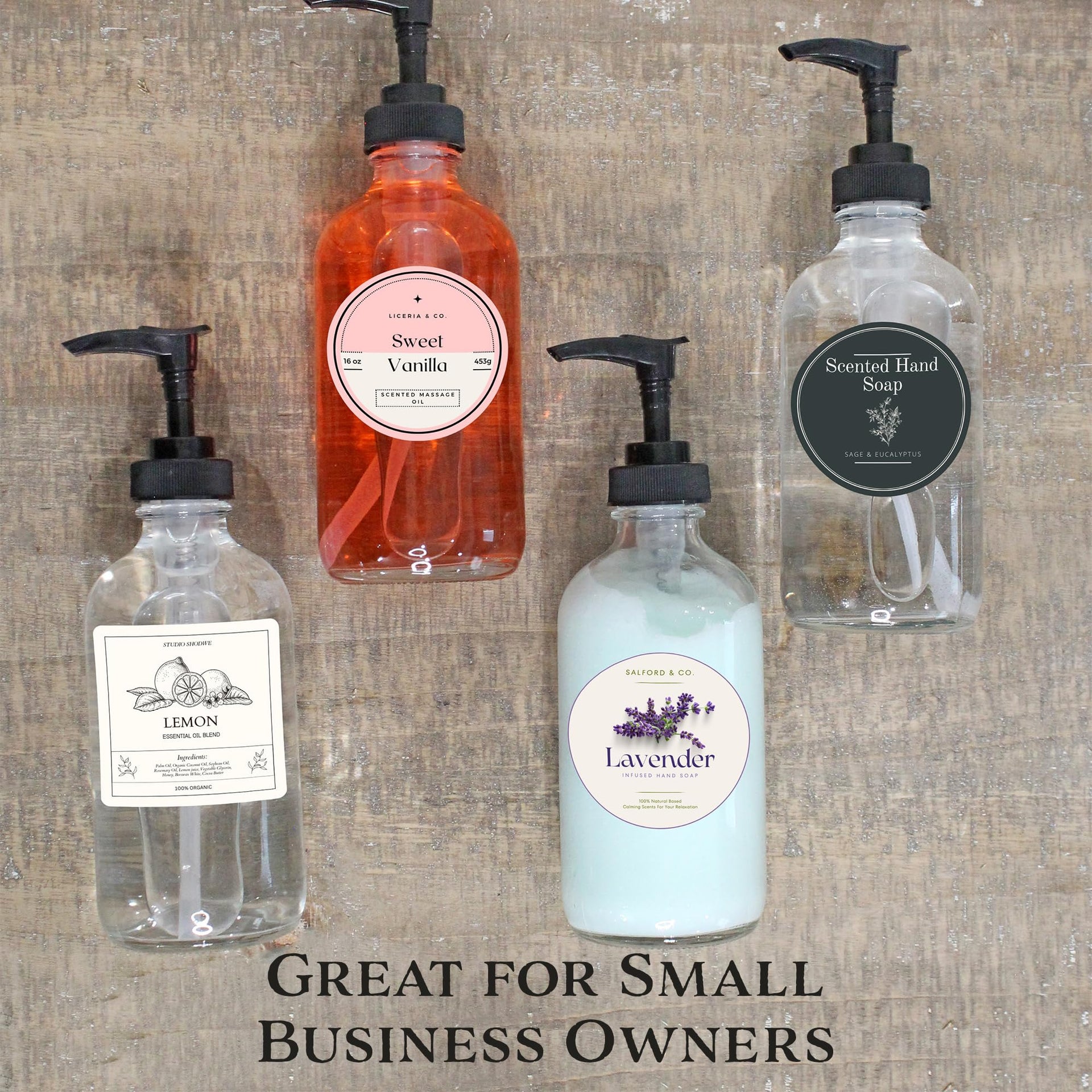 8oz Clear Glass Pump Bottles (32 Fl Oz)