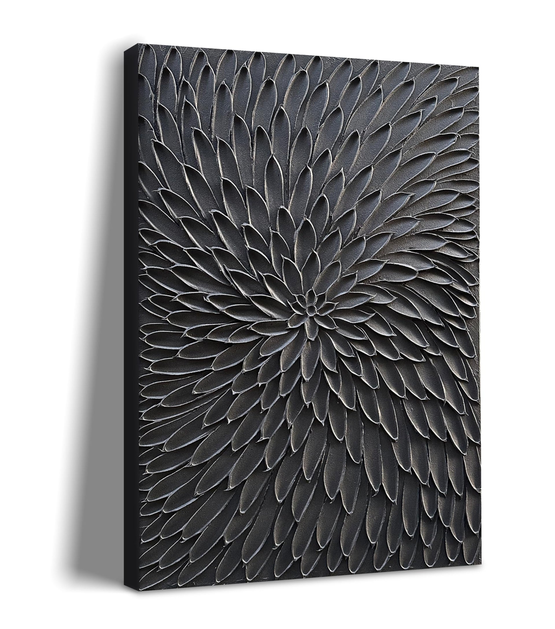 Art Hand Painted Thick Textured Black Abstract Style Oil Painting